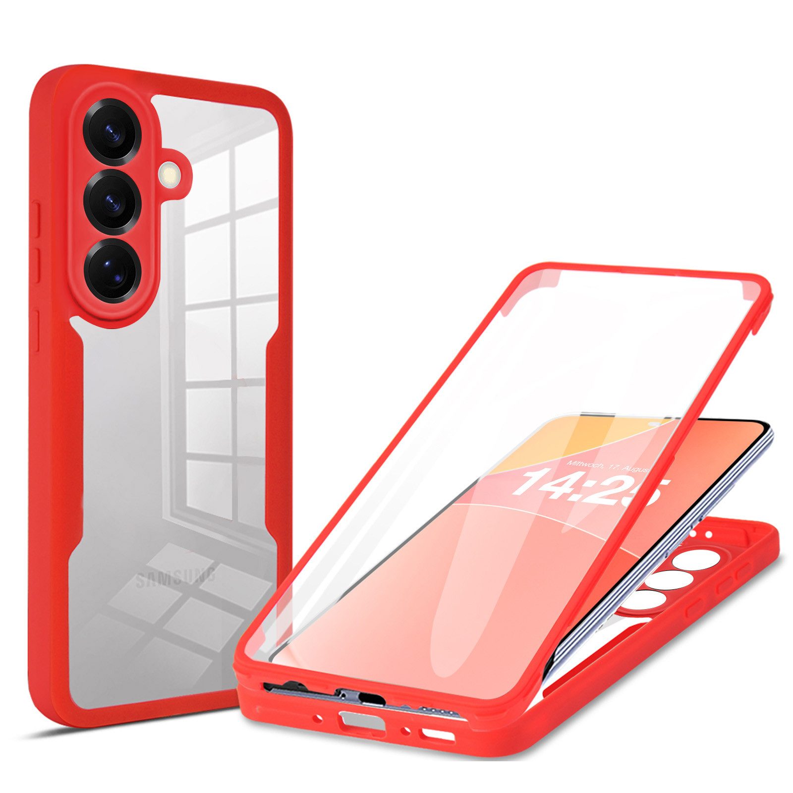 Tec-Expert Handyhülle 360 Grad Handy Hülle für Samsung Galaxy A57 5G 6.7 Zoll, 6.7, Rundum Schutz Cover Case Bumper robust Vollschutz