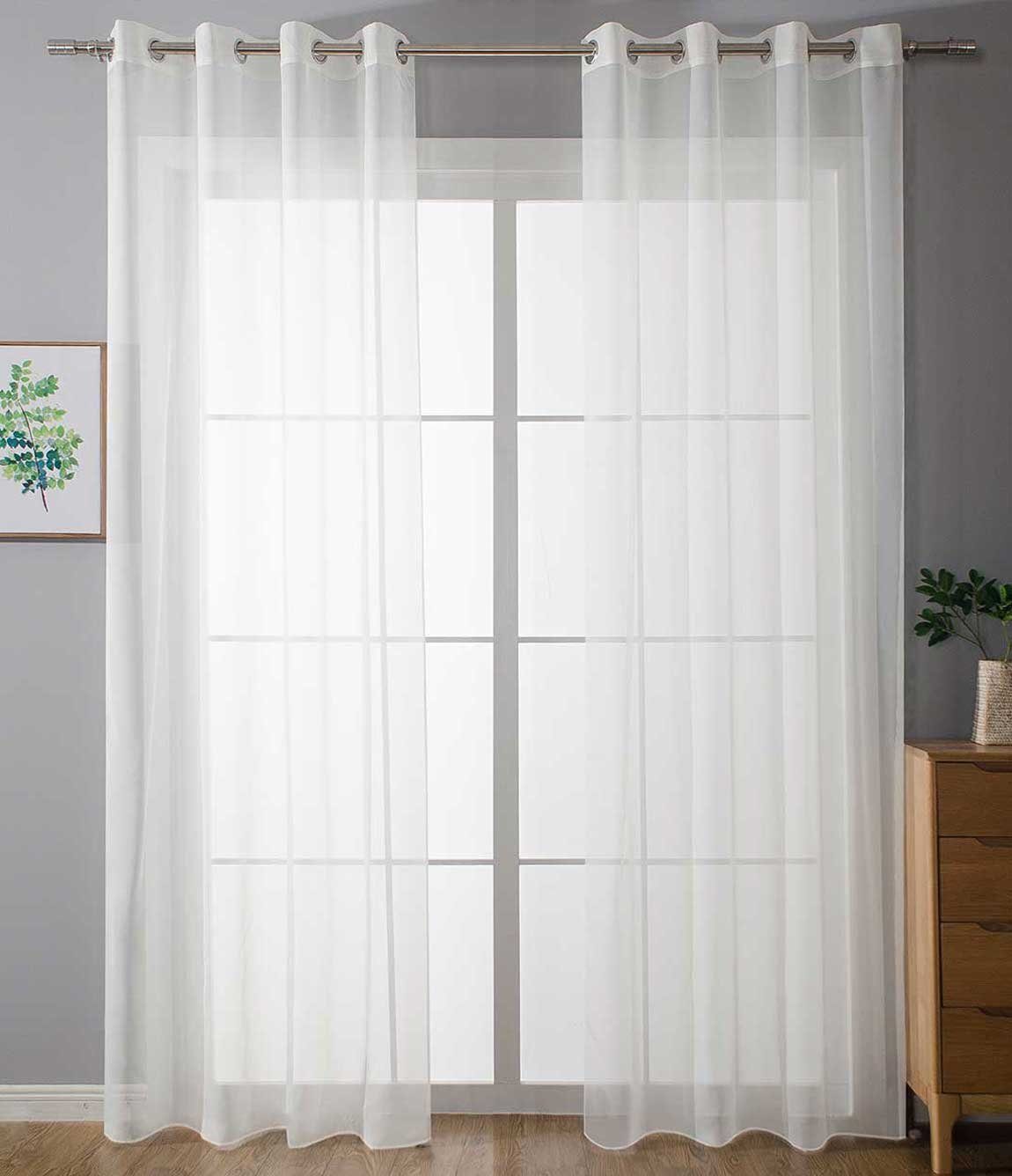 Gardinenbox Gardine (2 St), Ösen, transparent, Voile, Ösenvorhänge Voile »Uni« Bleibandabschluß 20332-cn2
