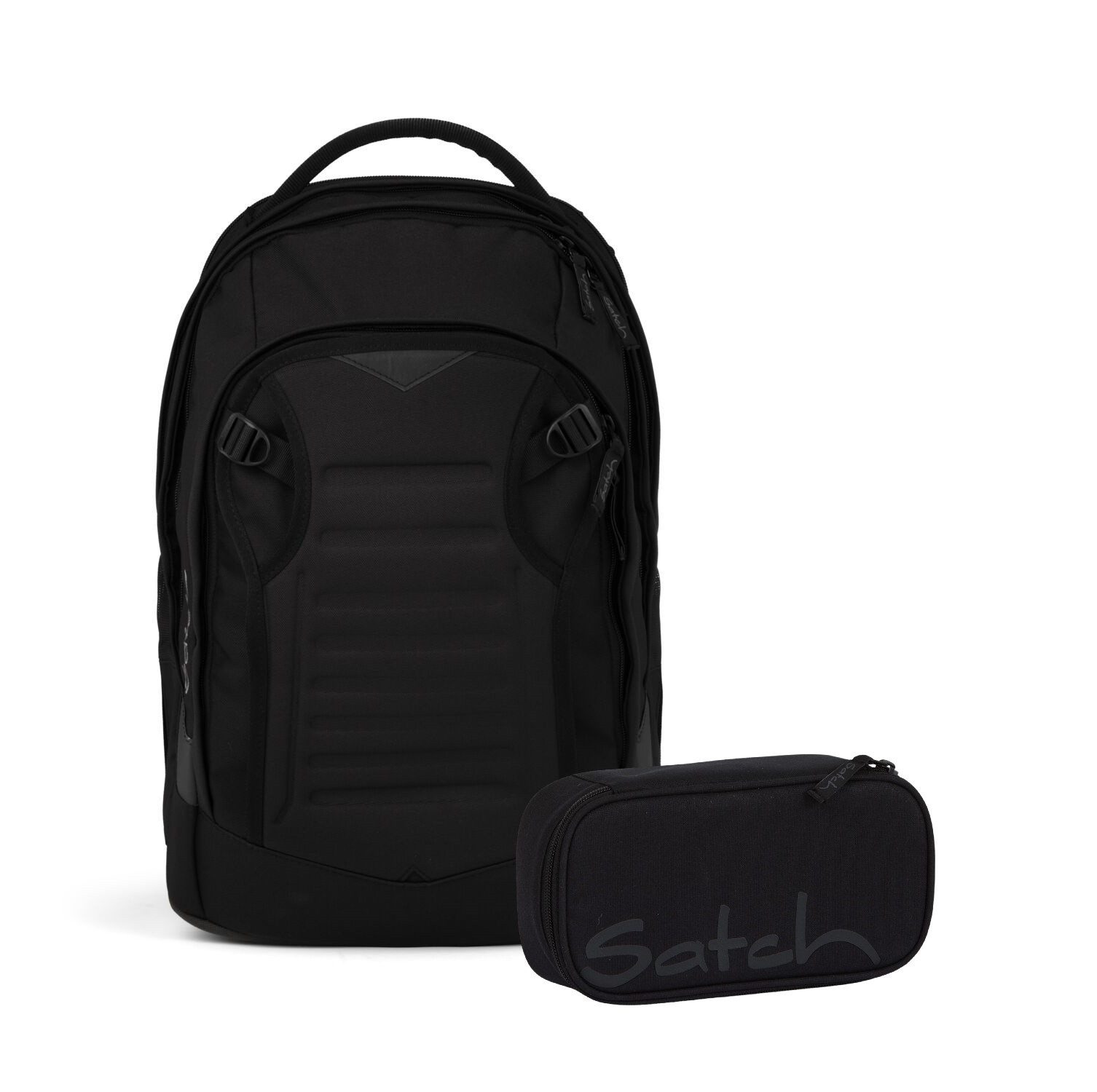 Satch Schulranzen Schulrucksack-Set MATCH PLUS Blackjack 2-teilig (2-teilig), Schulranzen, ergonomisch, 30 + 5 Liter, 4 Fächer