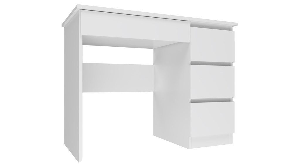 ibonto WEISS Schreibtisch für - 4 Computertisch & Wohnzimmer Robuster Ideal mit Büro Schubladen