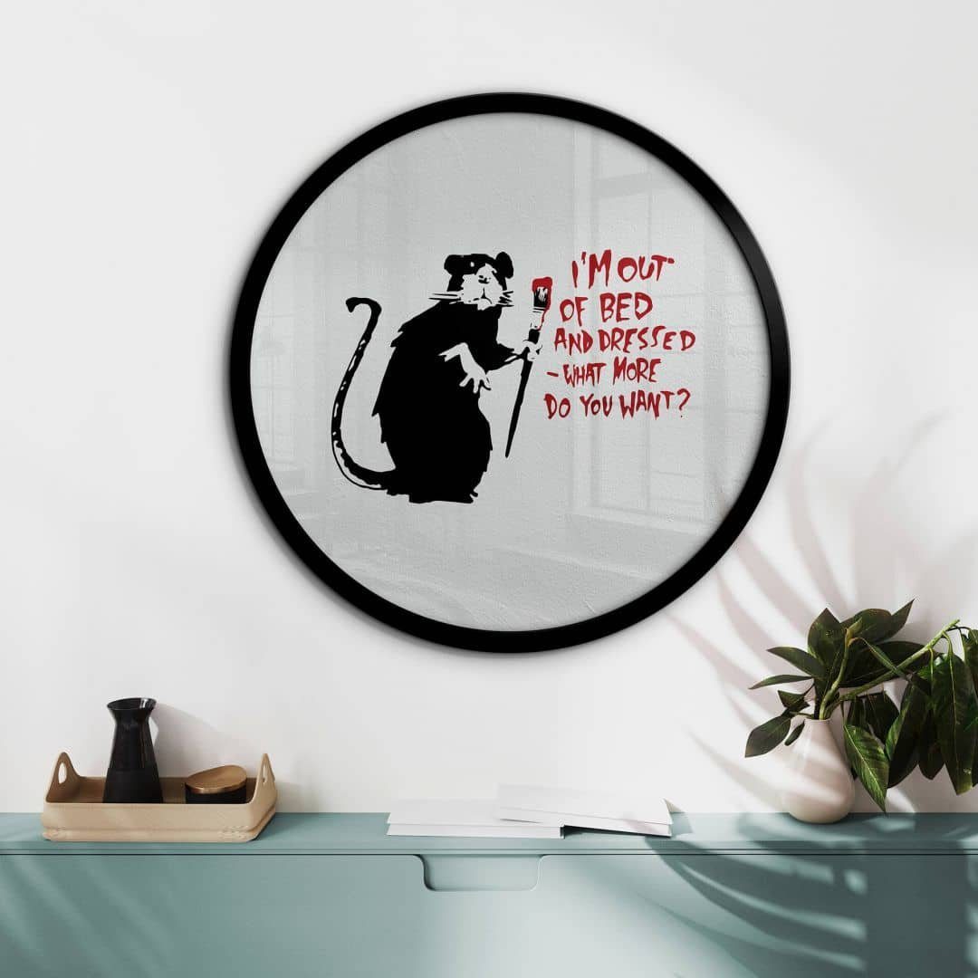 K&L Wall Art Poster Wandbild Rund Graffiti Vintage Street Art Banksy Ratte mit Pinsel, Wohnzimmer Bilder modern laut