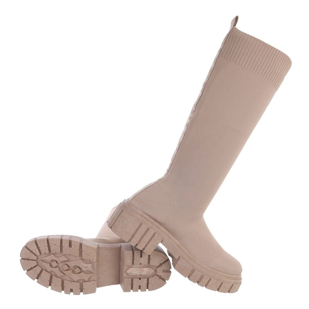 Ital-Design Damen Schlupfschuhe Freizeit Stiefel Blockabsatz Plateaustiefel günstig online kaufen