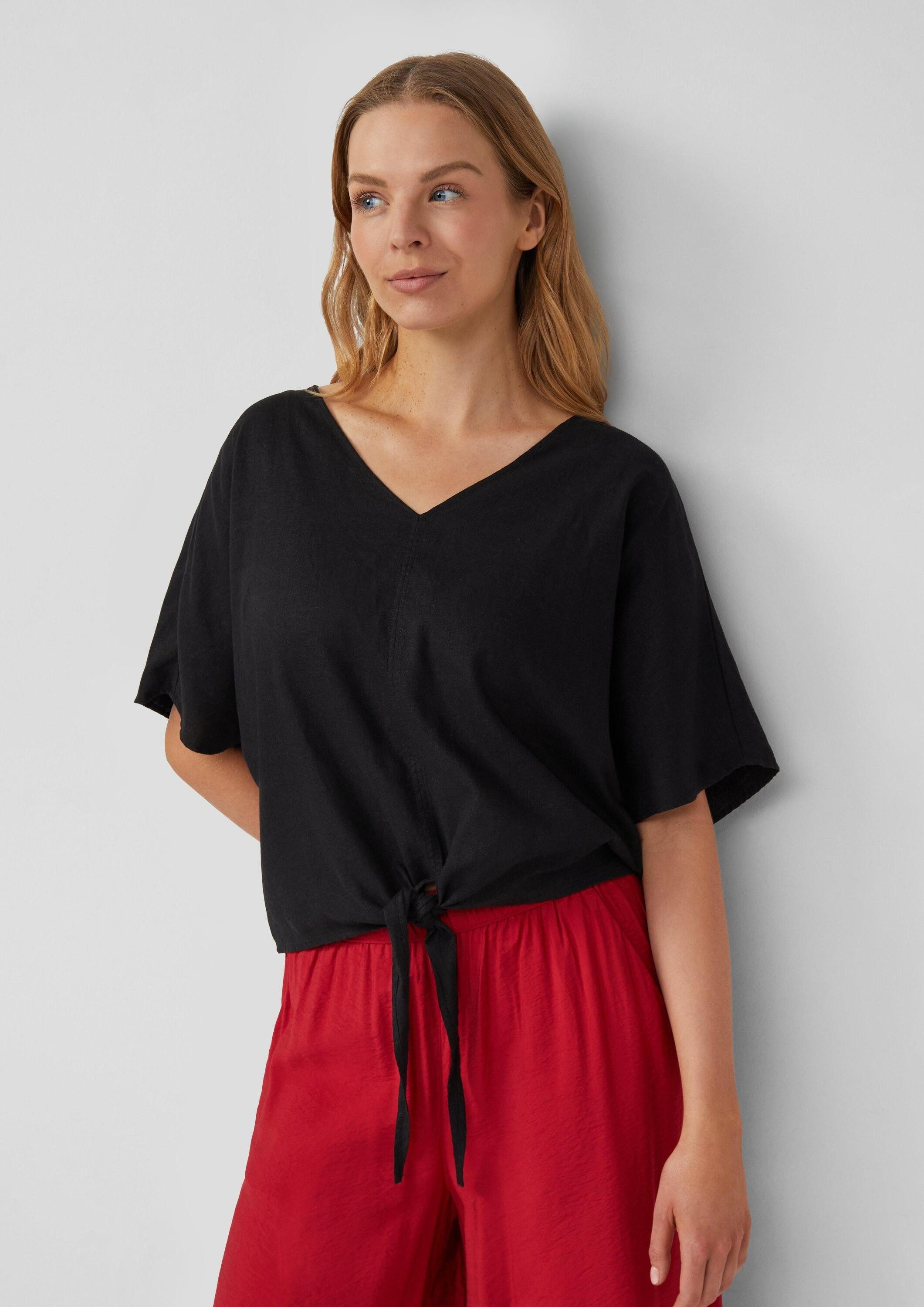 s.Oliver Kurzarmbluse Bluse Verkürzte Leinenmix-Bluse im günstig online kaufen