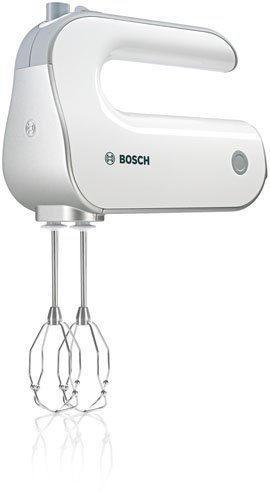BOSCH Handmixer Styline MFQ4075DE, 2x Rührbesen, Knethaken Edelst., Mixfuß, weiß, 550 W, 5 Stufen, Turbotaste, Mixbecher, Made in Europe