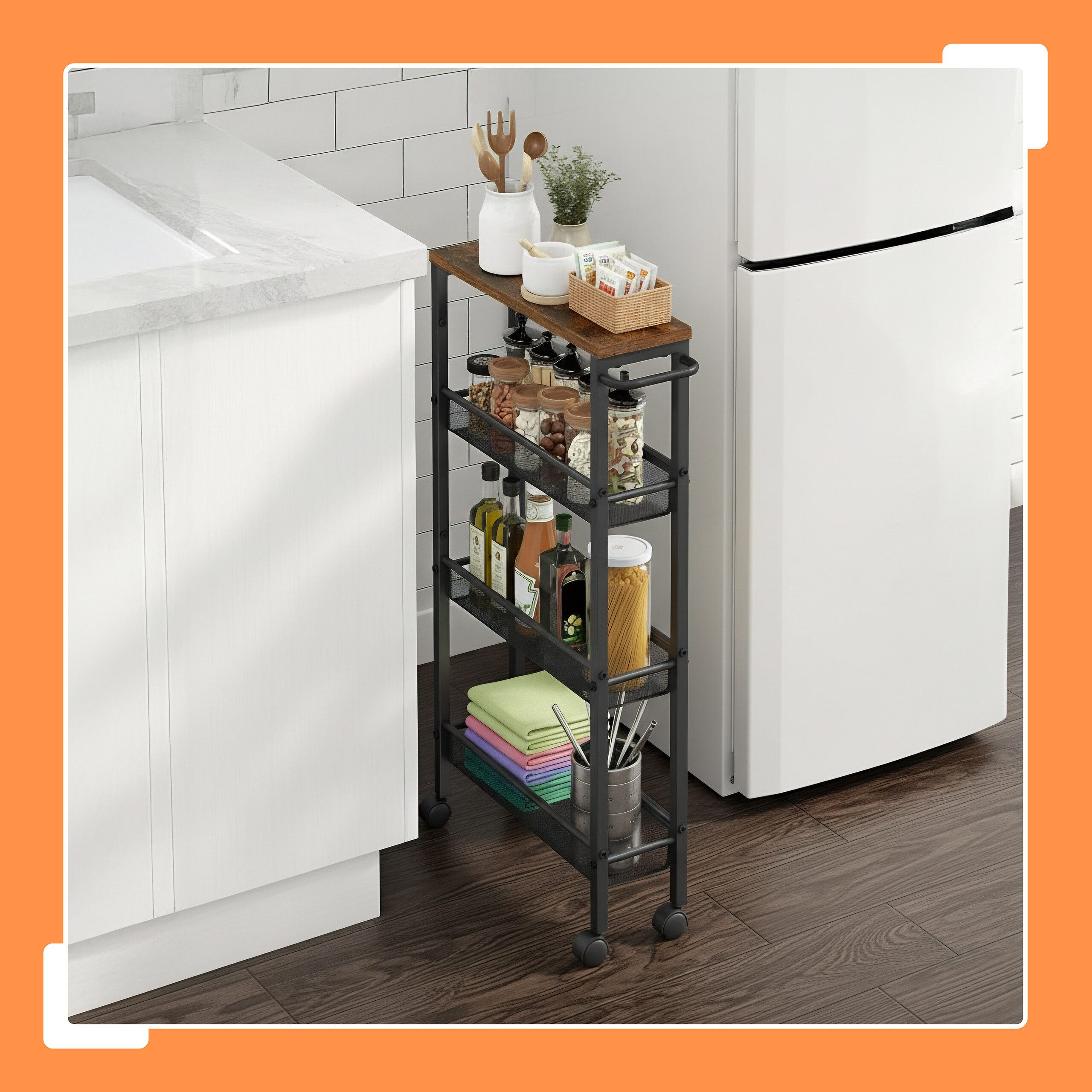 relaxdays Küchenwagen Nischenwagen mit 4 Ebenen, günstig online kaufen