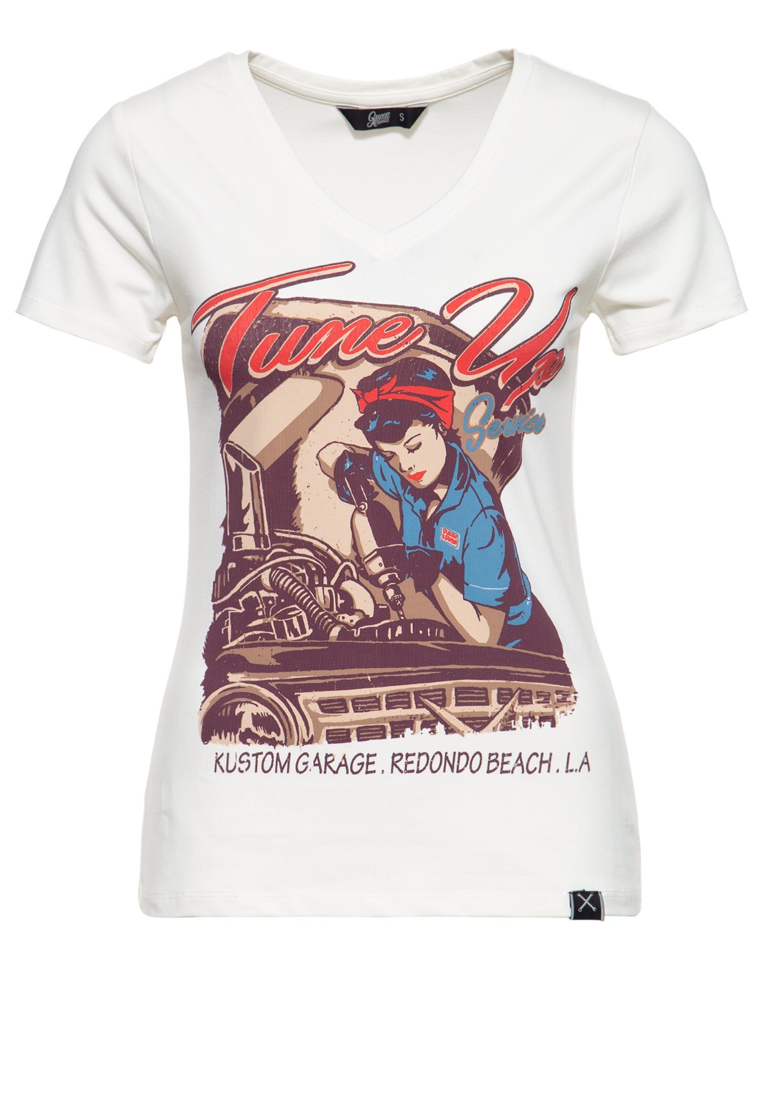 QueenKerosin Print-Shirt Tune Up (1-tlg) mit trendigem V-Ausschnitt günstig online kaufen