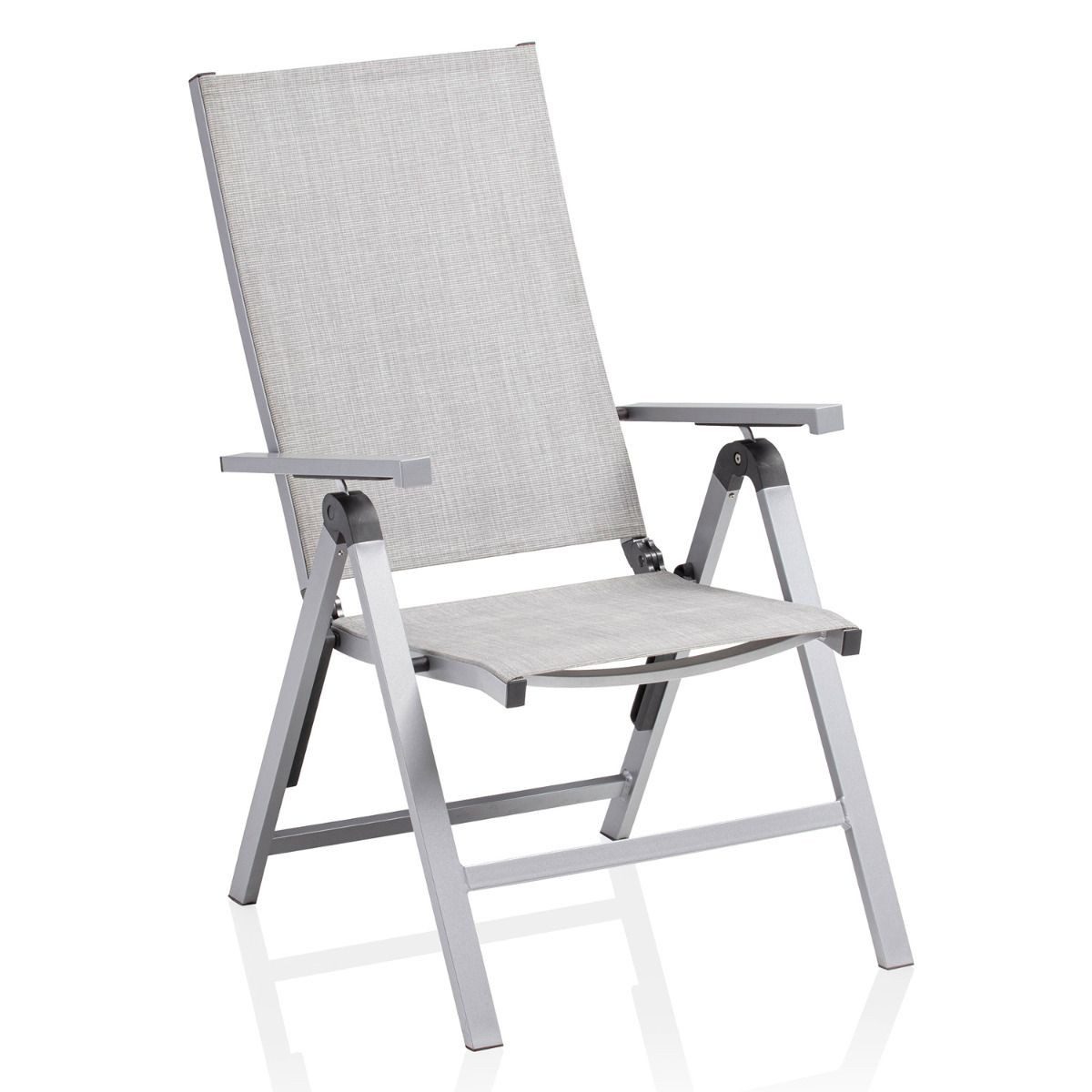 KETTLER Gartenstuhl RASMUS Multipositionssessel Aluminium silber / hellgrau