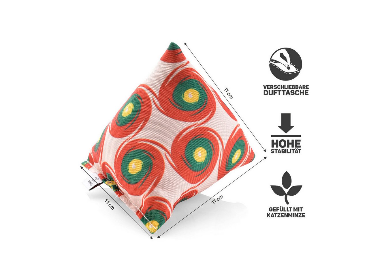 Thumbnail - Canadian Cat Company Raschelkissen Katzen Schmusekissen Schmuse-Pyramide XXL, 6er Set Reggae Dot Design, Katzenkissen mi...