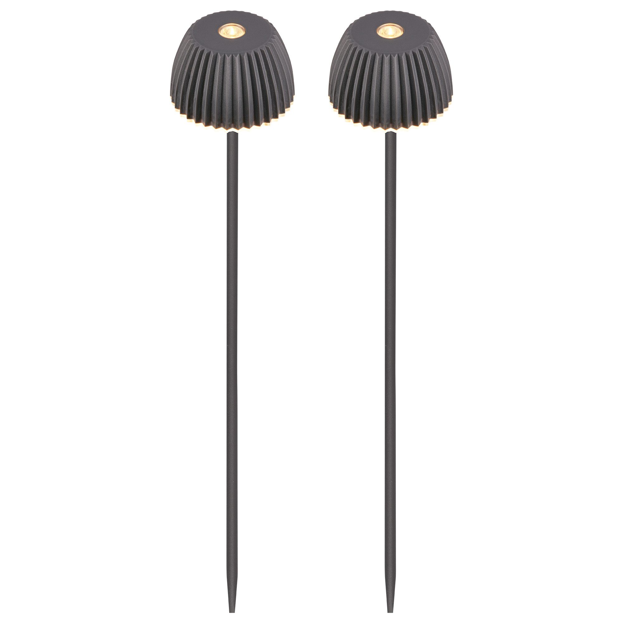 Briloner Leuchten LED Gartenleuchte Gartenlampe Erdspieß kabellos Akku dimmbar, Doppelpack, LED wechselbar, warmweiß, Einzelstück/2er-Set, Akku tauschbar, Outdoor, Balkon, Terrasse