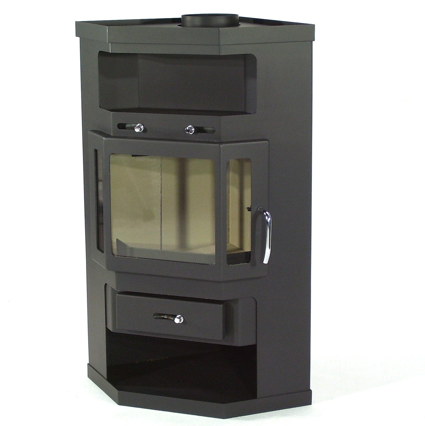 Apex Kaminofen Panorama Kaminofen 10,3kW Holzofen 3 Scheiben 3 seitig Heizofen 56320, (1-tlg) – Bild 5 von 5