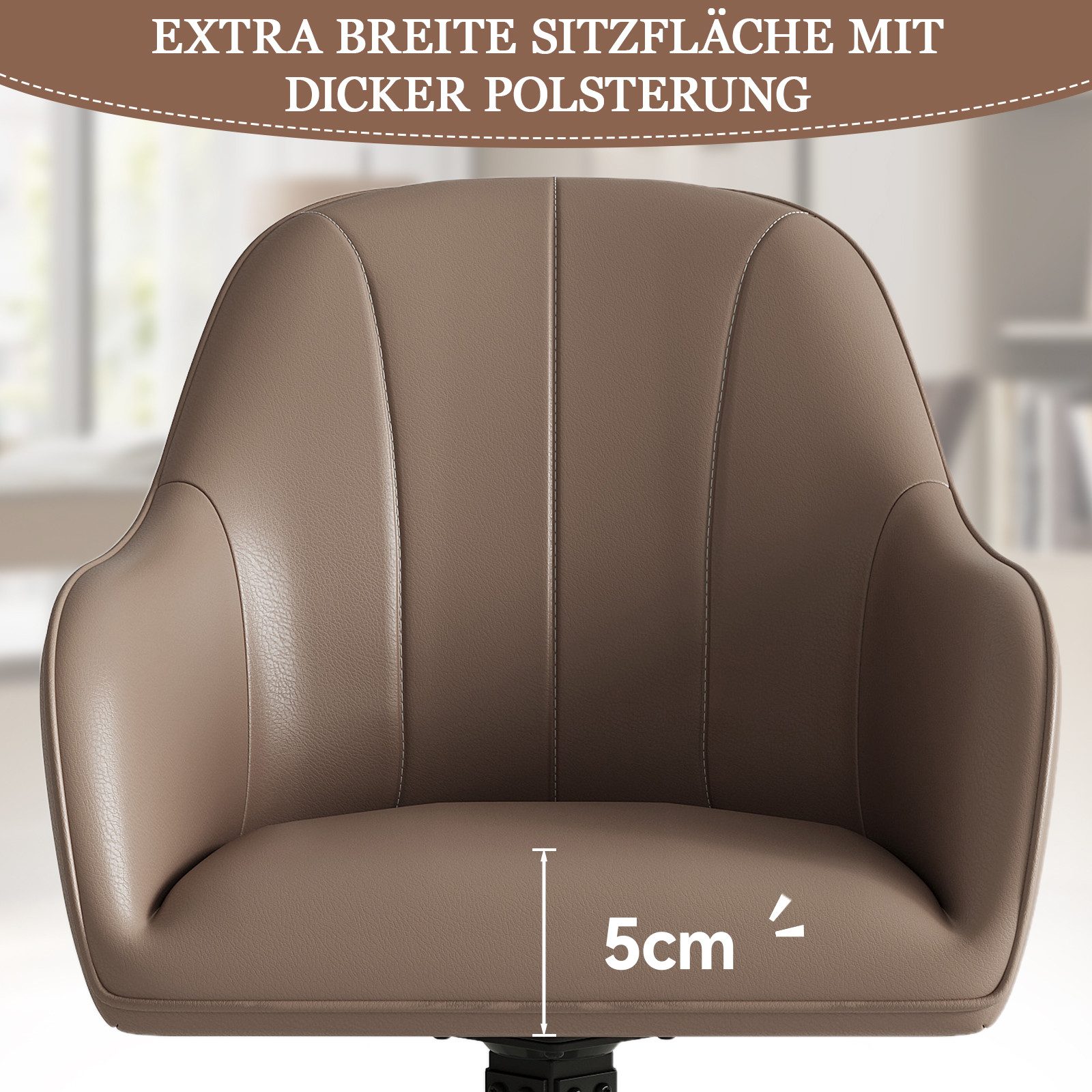 HawthyHome Esszimmerstuhl mit Armlehnen und Metallbeinen, 4er-Set, 360° drehbarer,Beige (4 St), 360° drehbarer – Bild 3 von 5