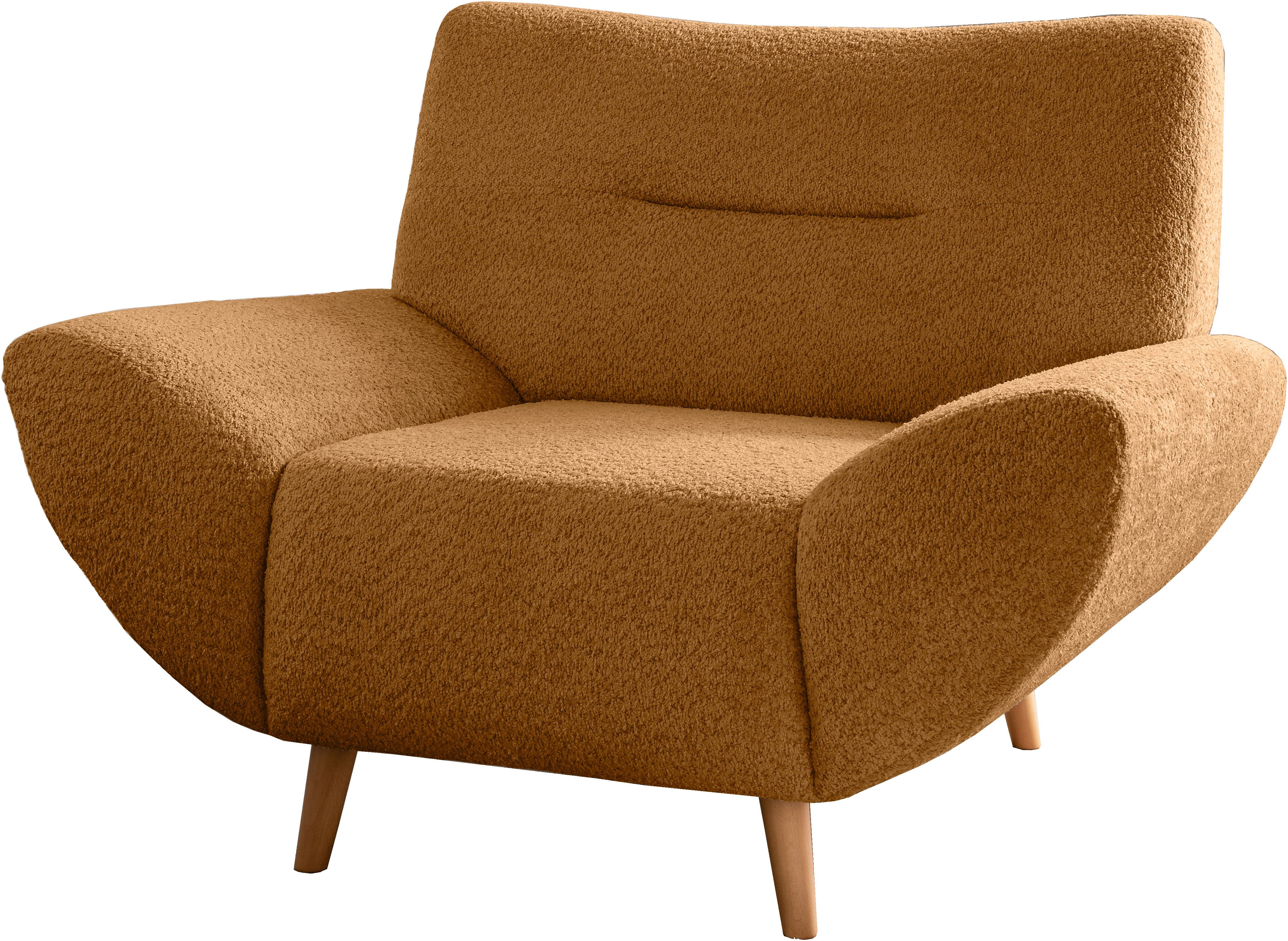 Home affaire Sessel Drago Wellenunterfederung, Holzfuß, Breite 111cm