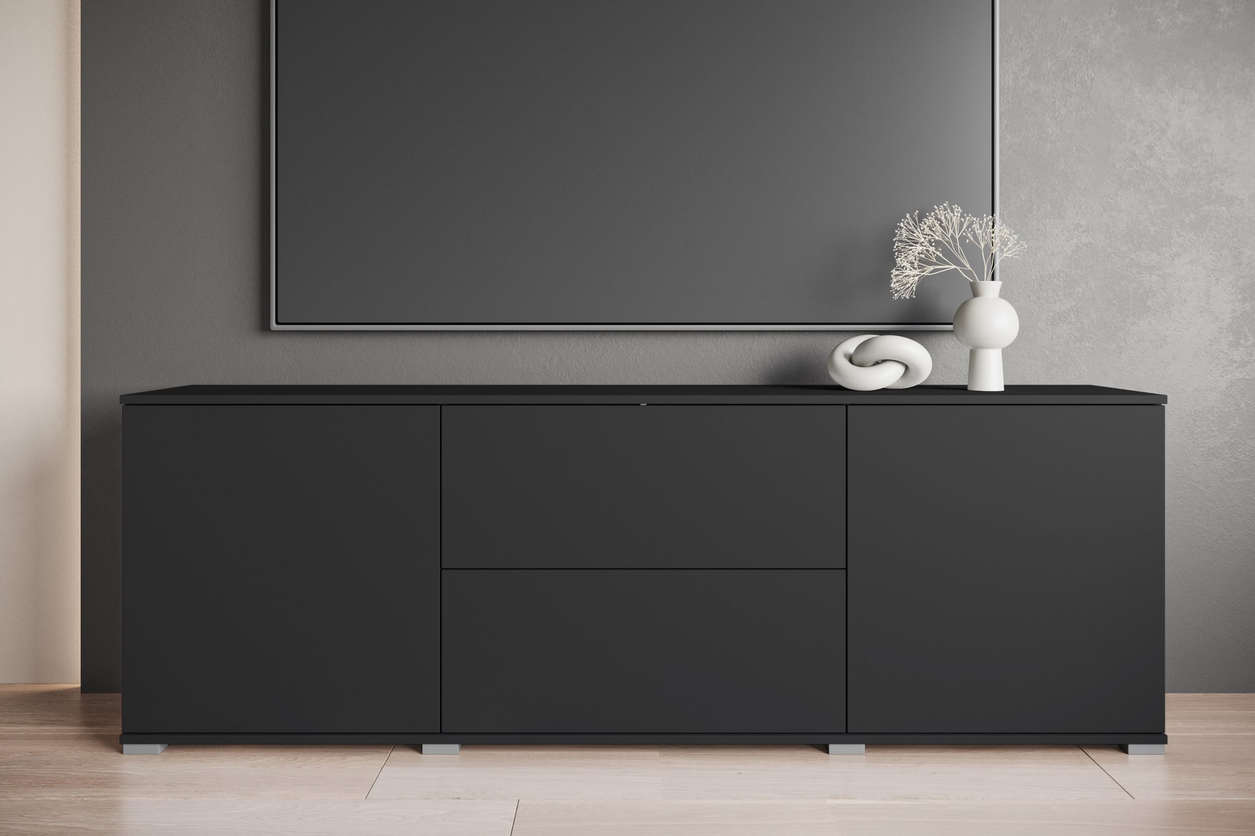 Lowboard KENIA Graphite Schwarz Matt - Einrichtungsbeispiel