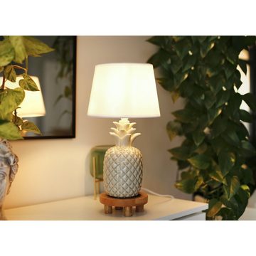 Konsimo Tischleuchte AREDI Tischlampe Nachttischlampe Ananas weiß, Leuchmittel wechselbar, 1,5m, E14