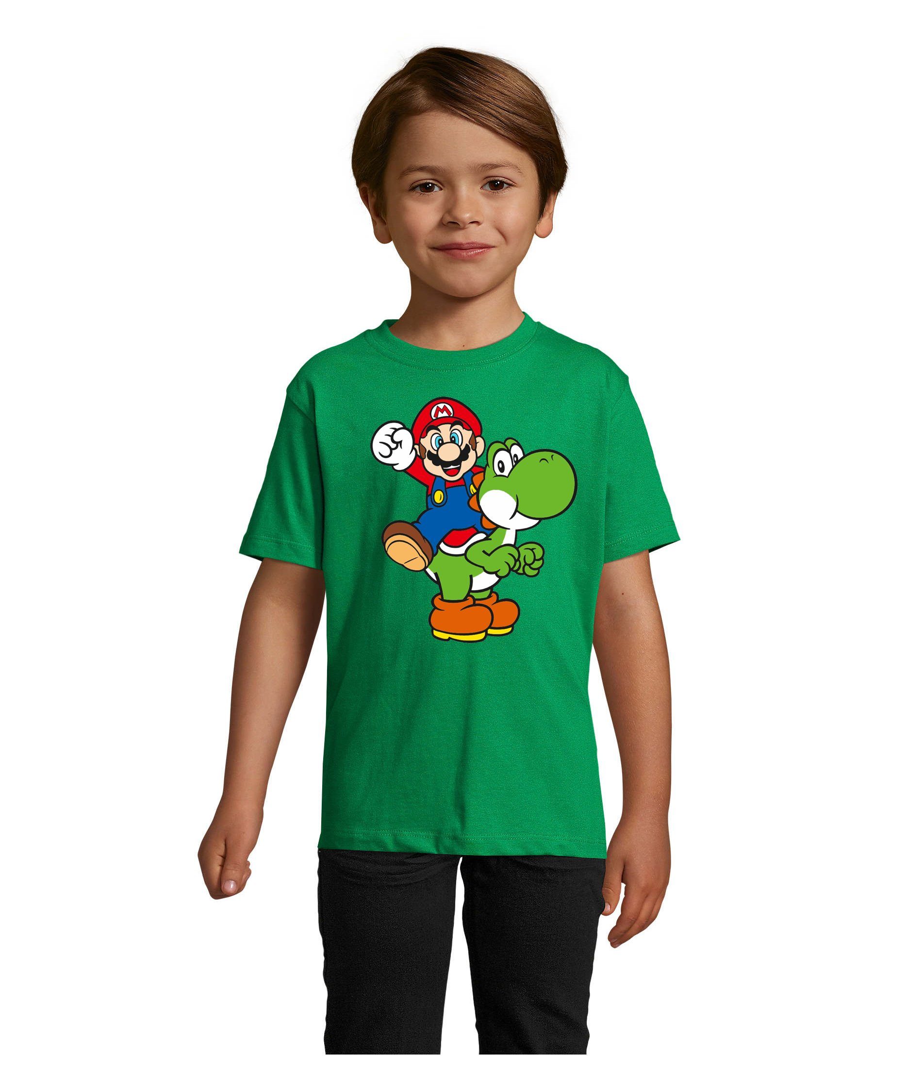 Blondie & Brownie T-Shirt Kinder Yoshi & Mario Konsole Retro Super Luigi