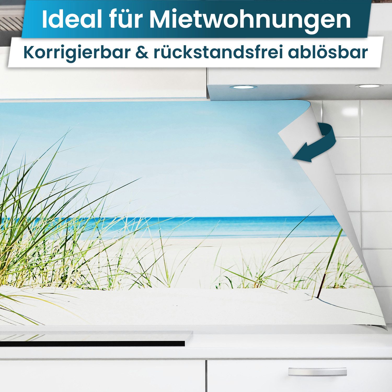 danario Küchenrückwand Folie selbstklebend - Matt - Spritzschutz Küche - versteift & robust