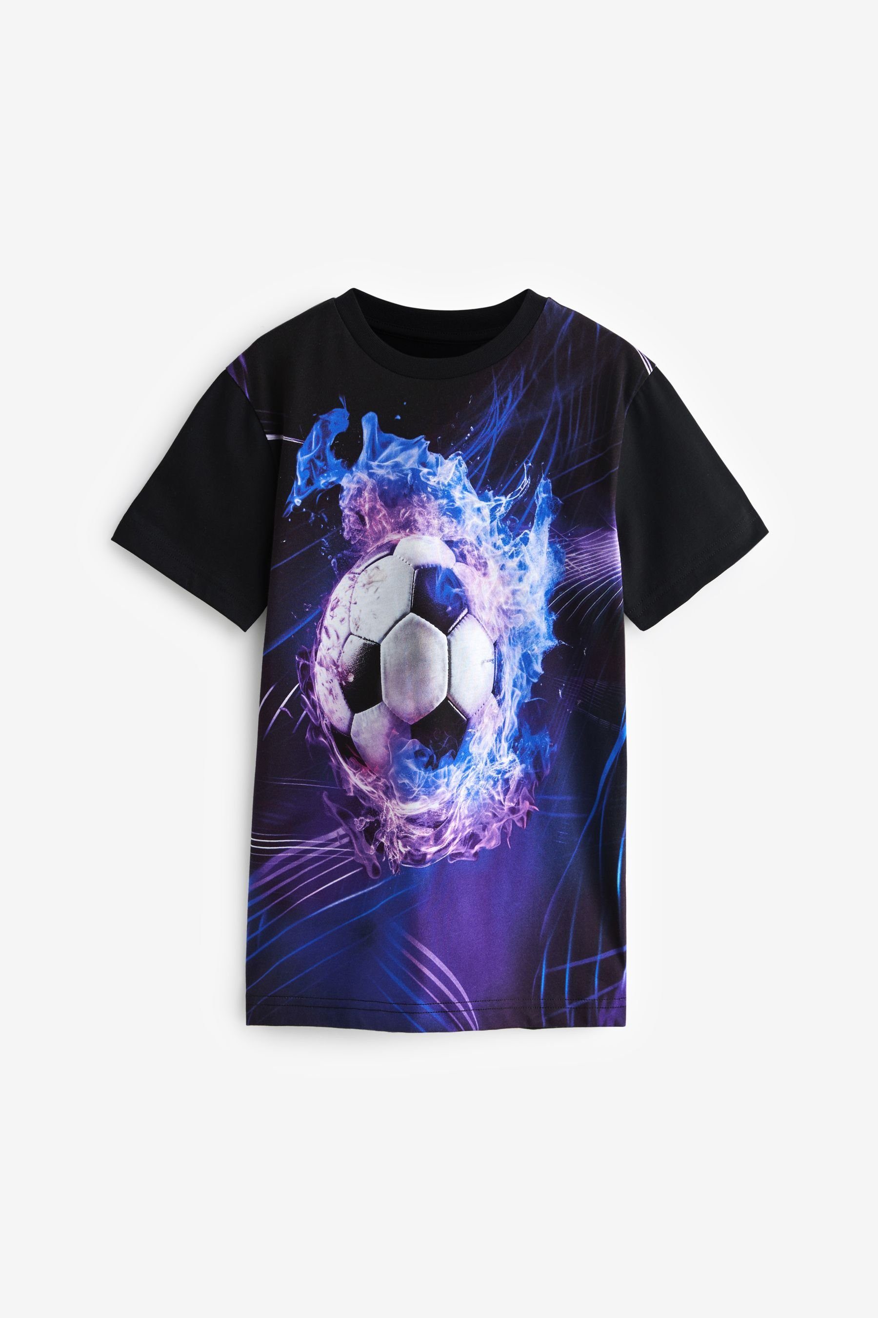 Next T-Shirt Kurzärmeliges T-Shirt mit durchgehendem Print (1-tlg) Black Flame Football