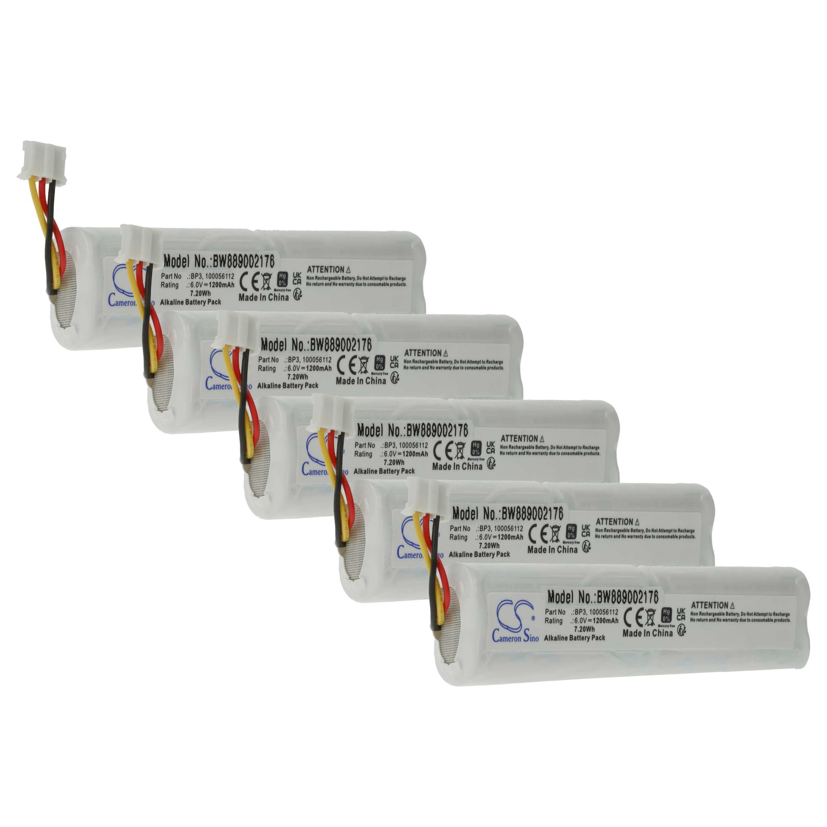 vhbw Batterie Ersatz für Telenot BP3, 100056112 für Alarmanlage (1200 mAh, Akku Batterie Alkaline 1200 mAh (6 V, 5 St), Leistungsfähige Ersatz-Batterie für Alarm Control, Home Security
