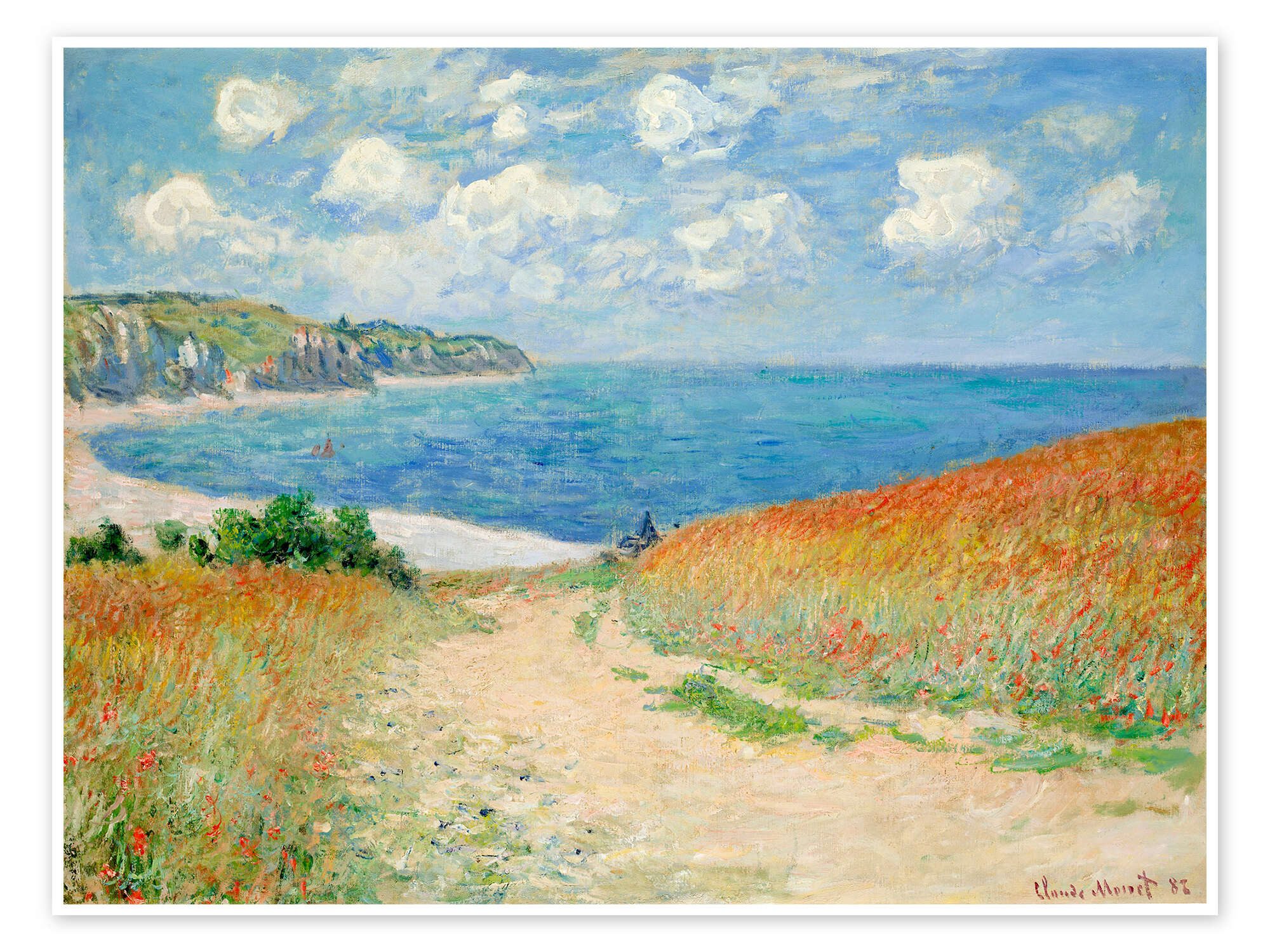 Posterlounge Wandbild Strandweg durch den Weizen bei Pourville, Claude Monet, erhältlich als Poster, Leinwandbild, Wandsticker oder Acrylglasbild