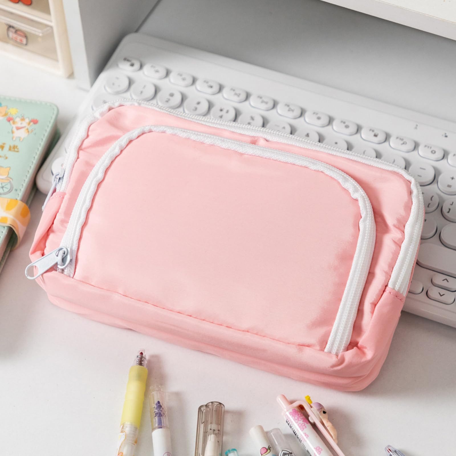nsihing Federmäppchen Federmäppchen mit großer Kapazität, ästhetisches Mäppchen mit Fächern, Tragbare Federtasche für Schule, Uni und Büro – Bild 4 von 5