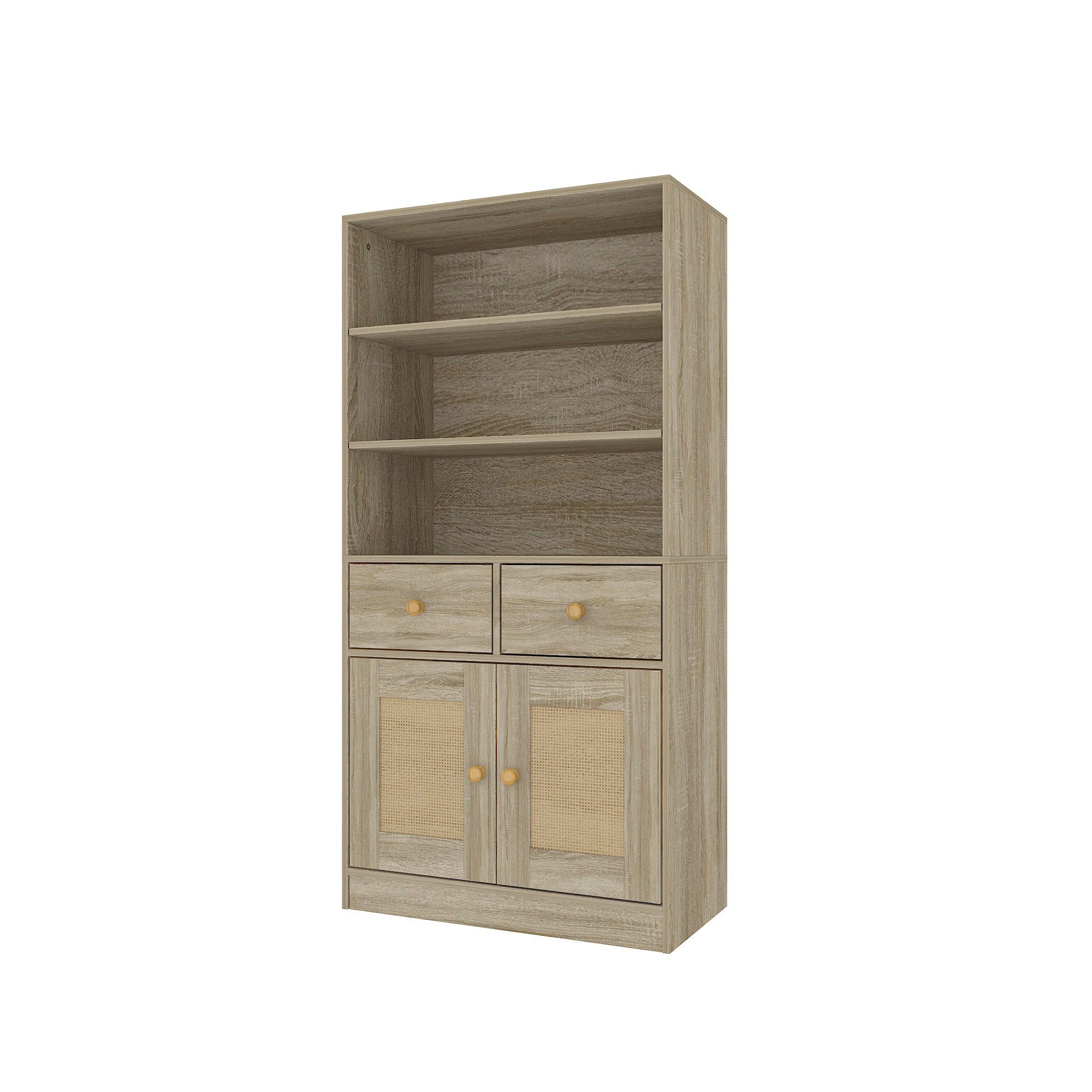 FUFU&GAGA Vorratsschrank Vorratsschrank mit Rattantüren, Beige, MDF, 60×29,7×120 cm