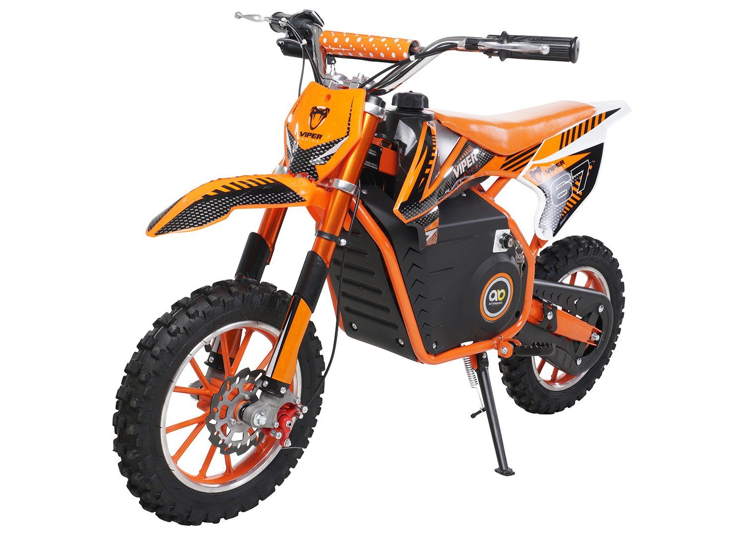 Actionbikes Motors Elektro-Kindermotorrad Kinder Crossbike Viper 1000 W Elektro - 3 Stufen - bis 25 km/h, Belastbarkeit 60 kg, (1-tlg), Mini Dirt-Bike elektro Minicross Pocket Bike ab 5 J. - orange