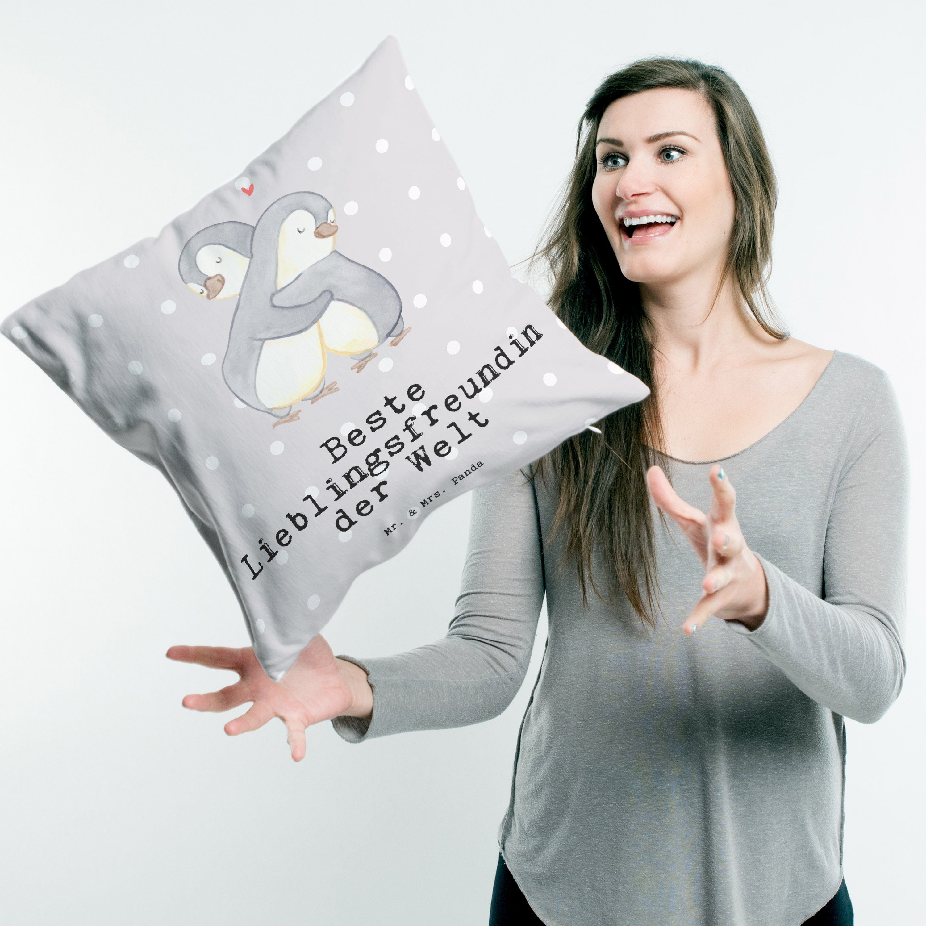Mr. & Mrs. Panda Dekokissen Pinguin Pastell Lieblingsfreundin B Welt - - Geschenk, Grau der Beste