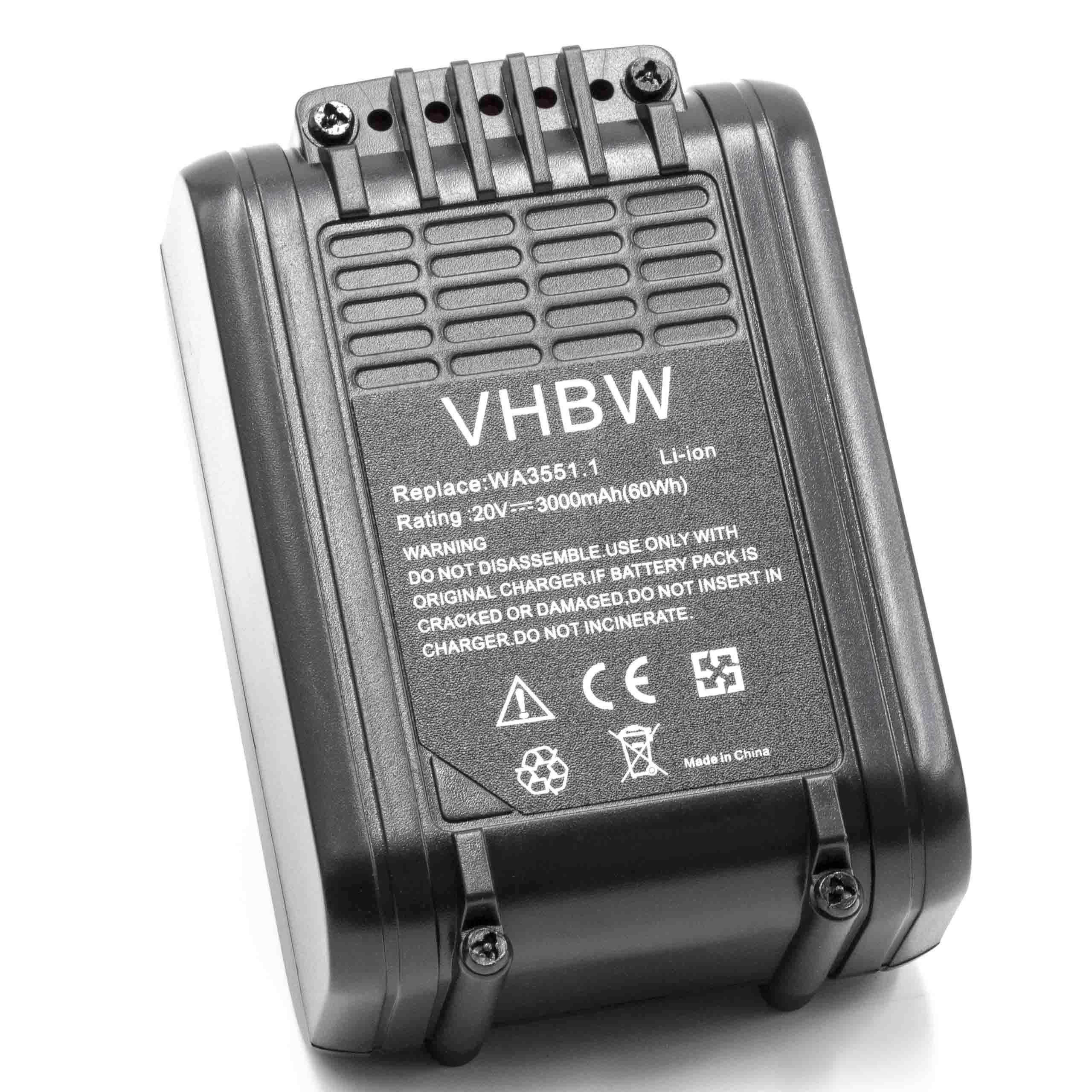 vhbw passend WX548, WX529.9, Akku WX550, für WX678.9, WX548.9, mAh WX550.1, Worx 3000