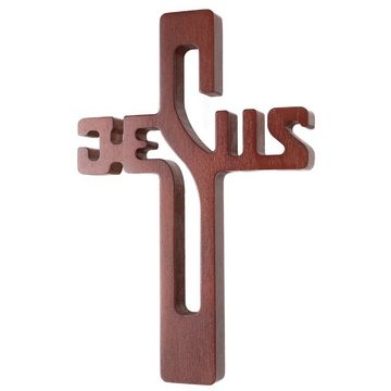 Luda Studio Wanddekoobjekt, Hölzernes hängendes Kreuz 22 cm Aufschrift JESUS