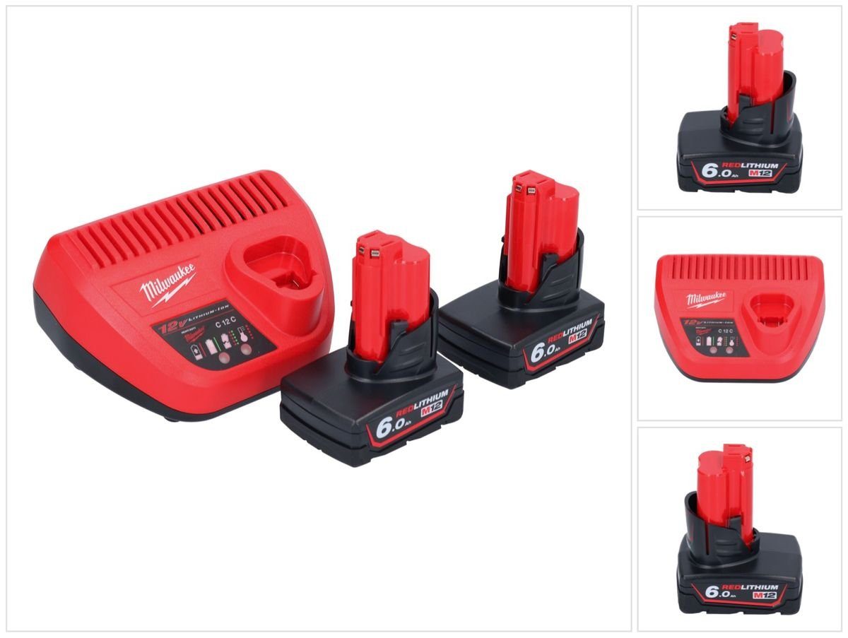 Milwaukee M12 NRG-602 Starter Set 2x 12 V 6,0 Ah (4933451903) Li-Ion Akku + C Akkupacks