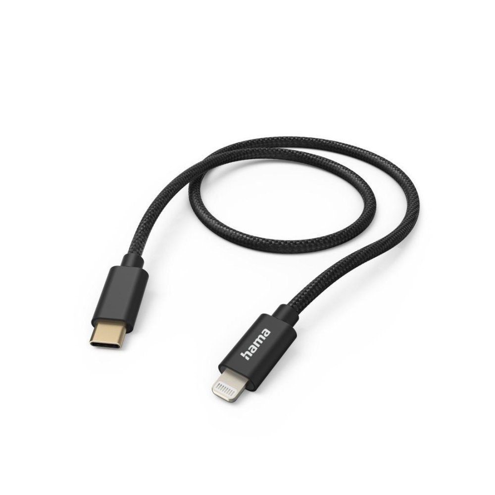 Ladekabel Lightning, 1,5 "Fabric", - Hama USB-C m, USB-Kabel Schwarz Nylon,