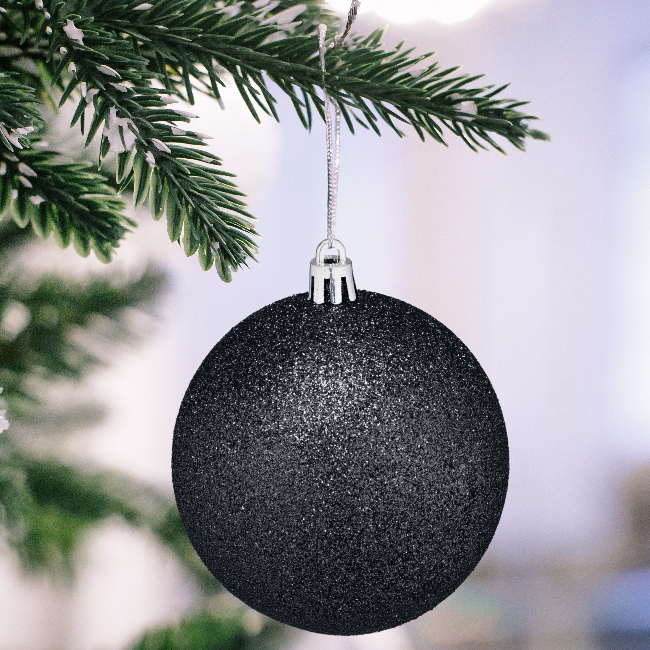 relaxdays Weihnachtsbaumkugel Weihnachtskugeln im 110er Set, schwarz