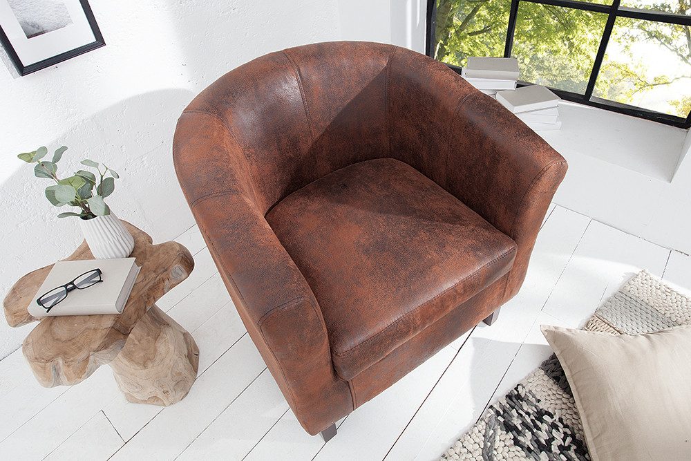 riess-ambiente Cocktailsessel HEMINGWAY whiskybraun - Gummibaum, Massivholz, Microfaser, Rundumbezug (Einzelartikel, 1-St), Hochwertiger Cocktailsessel - ideal für Wohn- und TV-Zimmer oder Büro