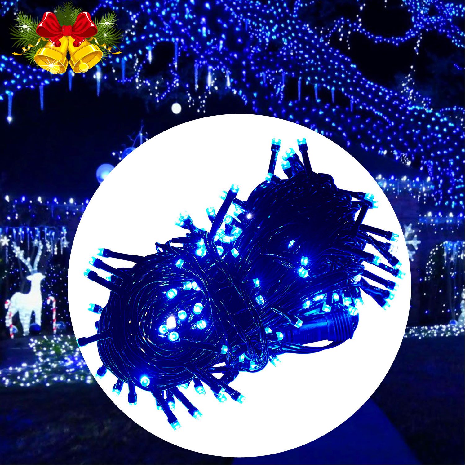 Qualra LED-Lichterkette 20M Weihnachtslichterkette 156/200LEDs Lichterkette Außen Wasserdicht, für Weihnachten Party Garten Innen Deko