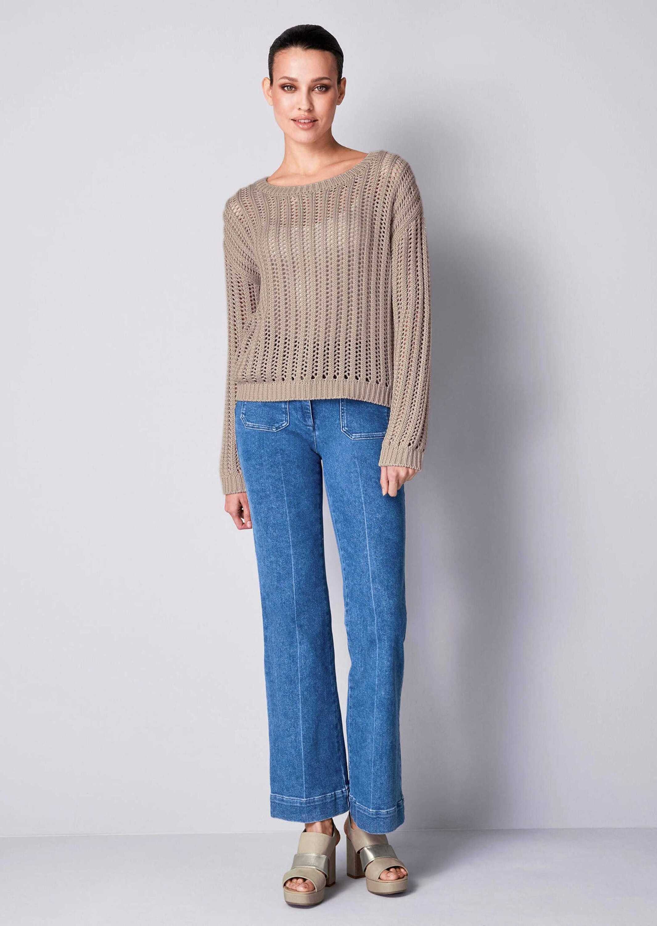 Alba Moda Strickpullover Pullover mit Lochstrickmuster günstig online kaufen