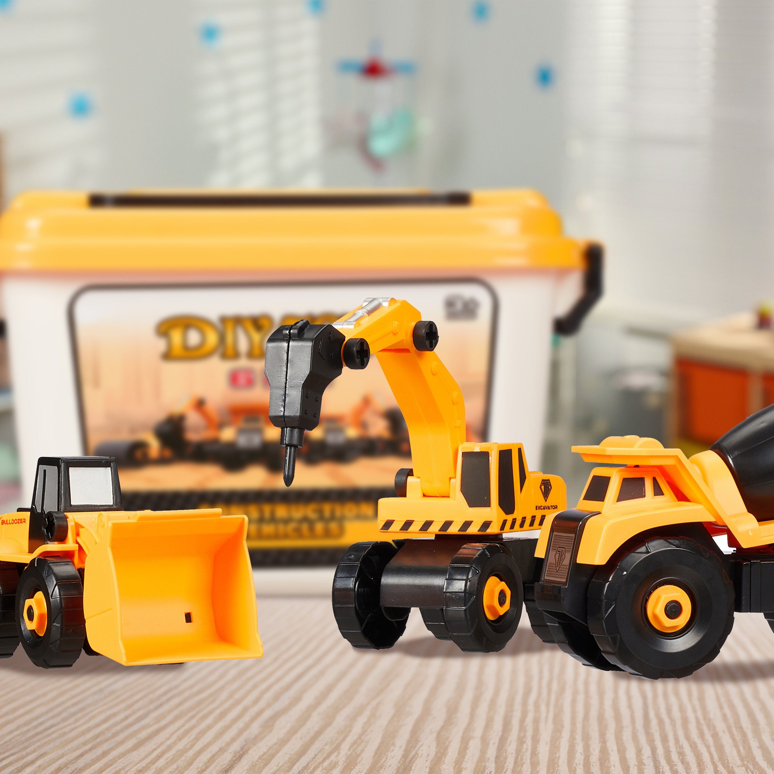 relaxdays Spielzeug-Bagger Baustellenfahrzeuge Kinder 6-tlg. Set günstig online kaufen