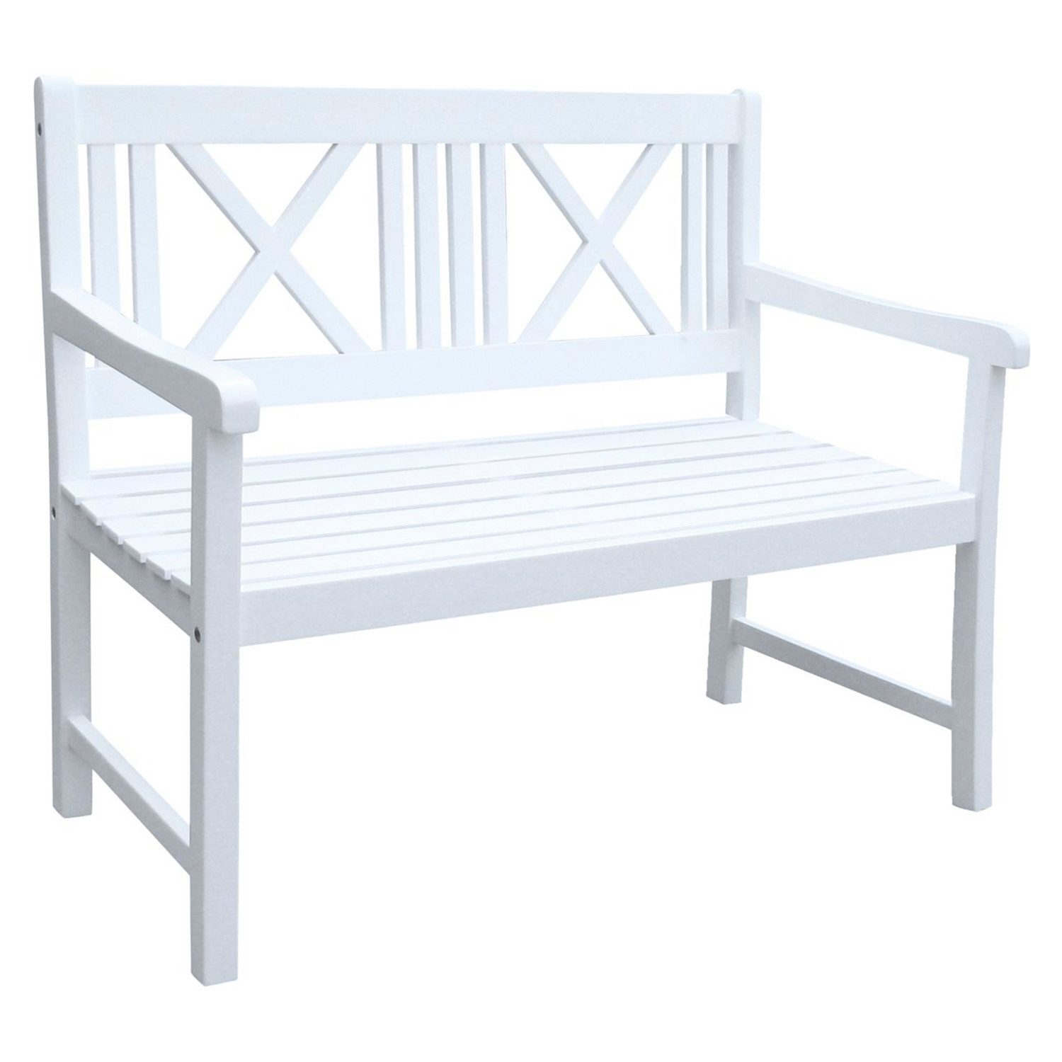 Home4Living Gartenbank Holzbank 2-Sitzer white washed Eukalyptus Sitzbank Bank, Dekorativ
