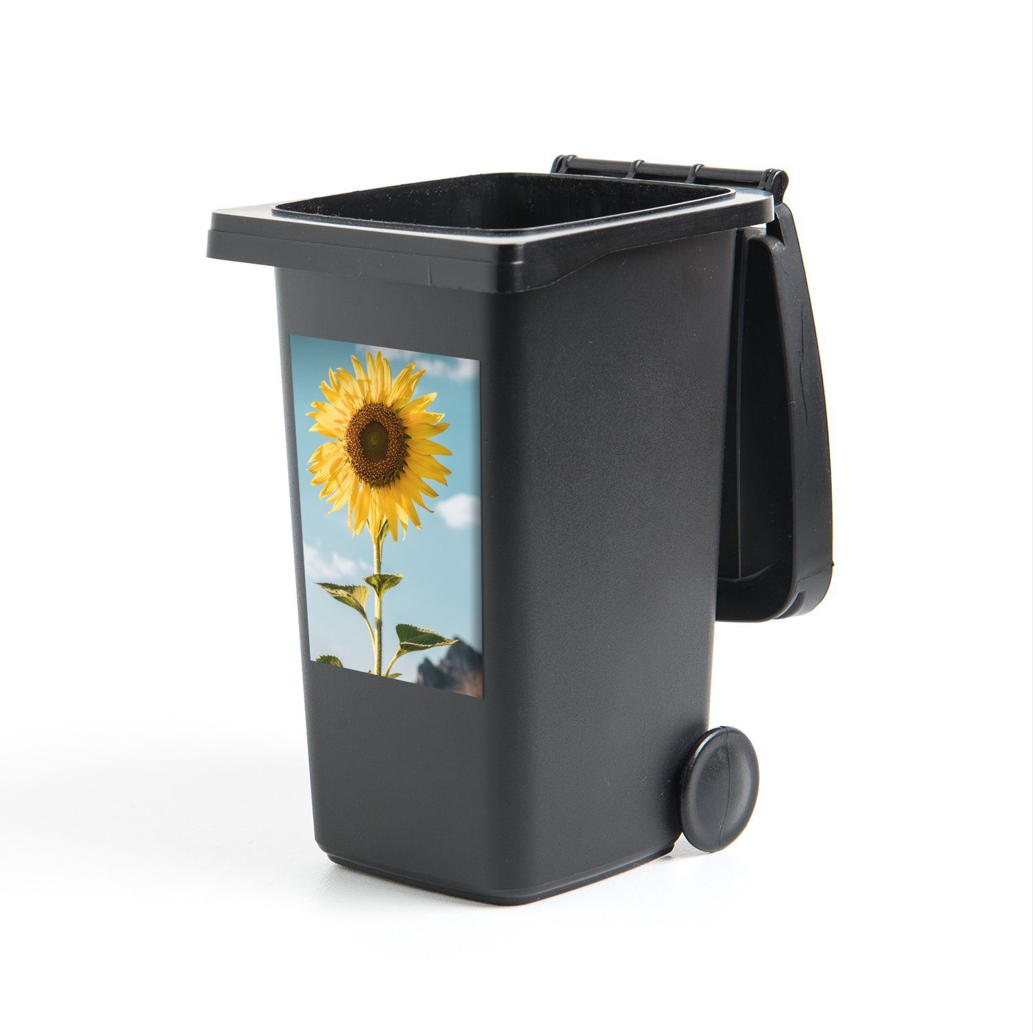 MuchoWow Wandsticker Blumen - Sonnenblume - Draußen (1 St), Mülleimer-aufkleber, Mülltonne, Sticker, Container, Abfalbehälter