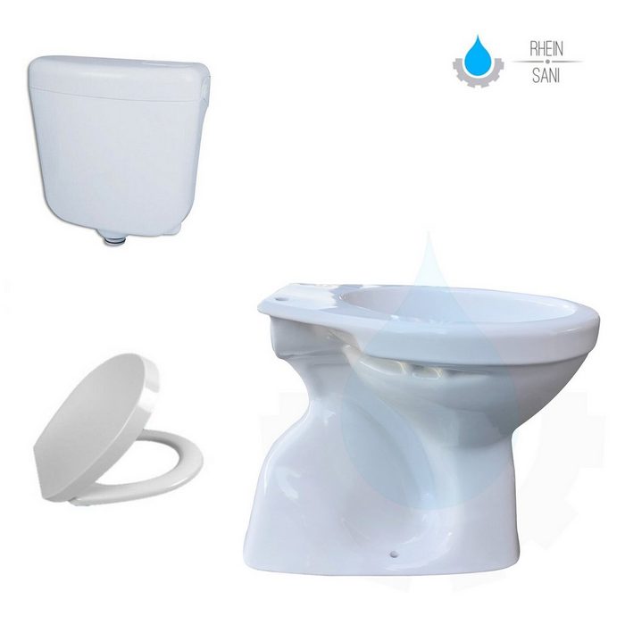 Aqua Blue Tiefspül-WC AQ-8002+AL0401+BV-AP1001 Stand WC Toilette Abfluss Boden Aquablue mit Spülkasten und