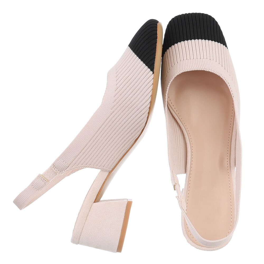 Ital-Design Bequemer Slingback-Pump für stilbewusste Frauen Schnürpumps (89092265) Blockabsatz Pumps in Beige