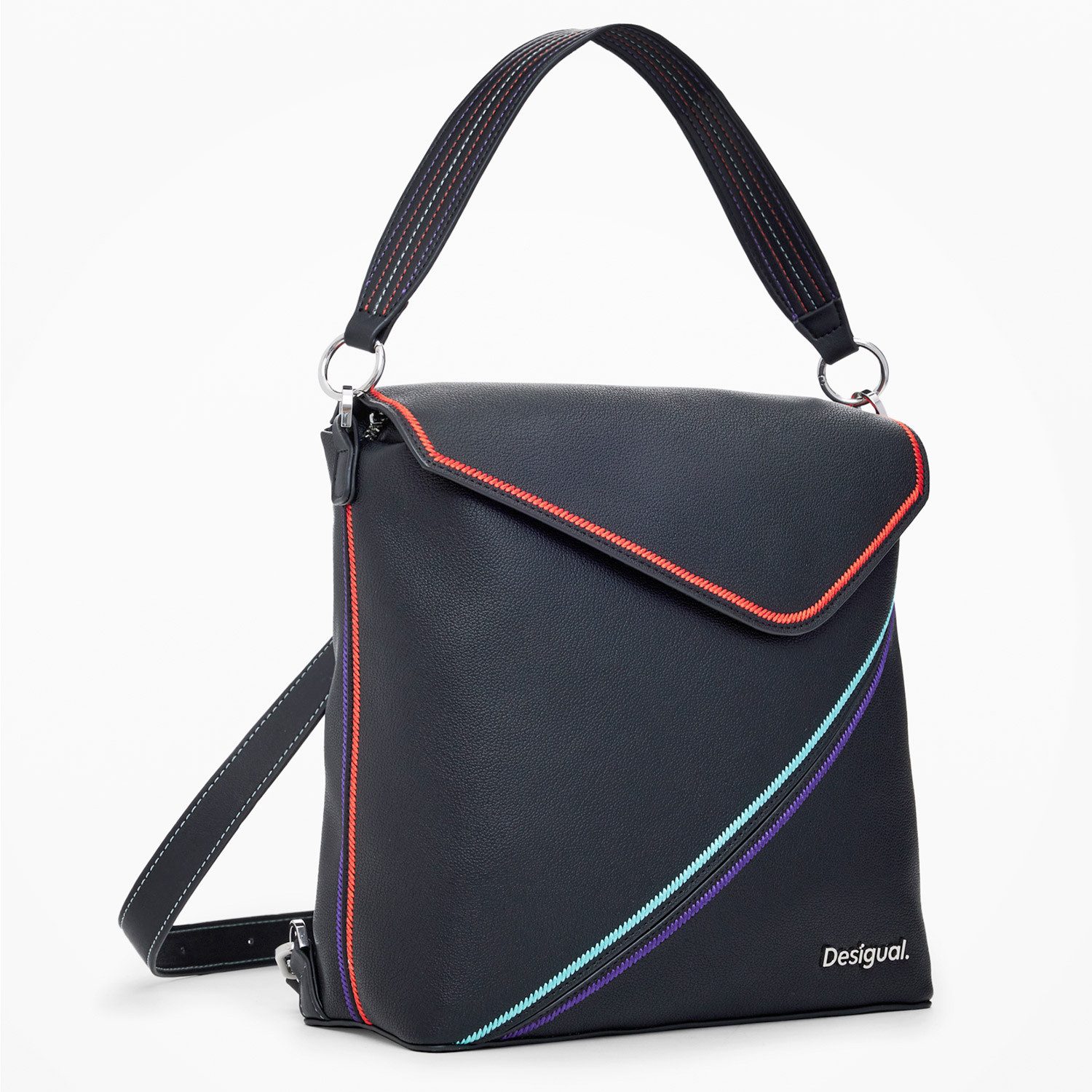 Freizeitrucksack Desigual Damen Rucksack/Tasche 2in1 Cleo Black Jersey Black