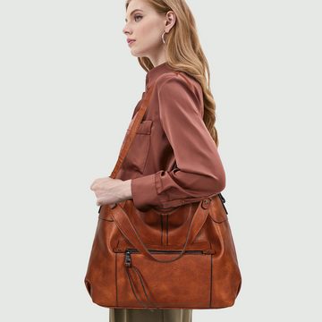 TAN.TOMI Schultertasche Handtasche Damen Shopper Lederimitat Groß Umhängetasche Schultertasche