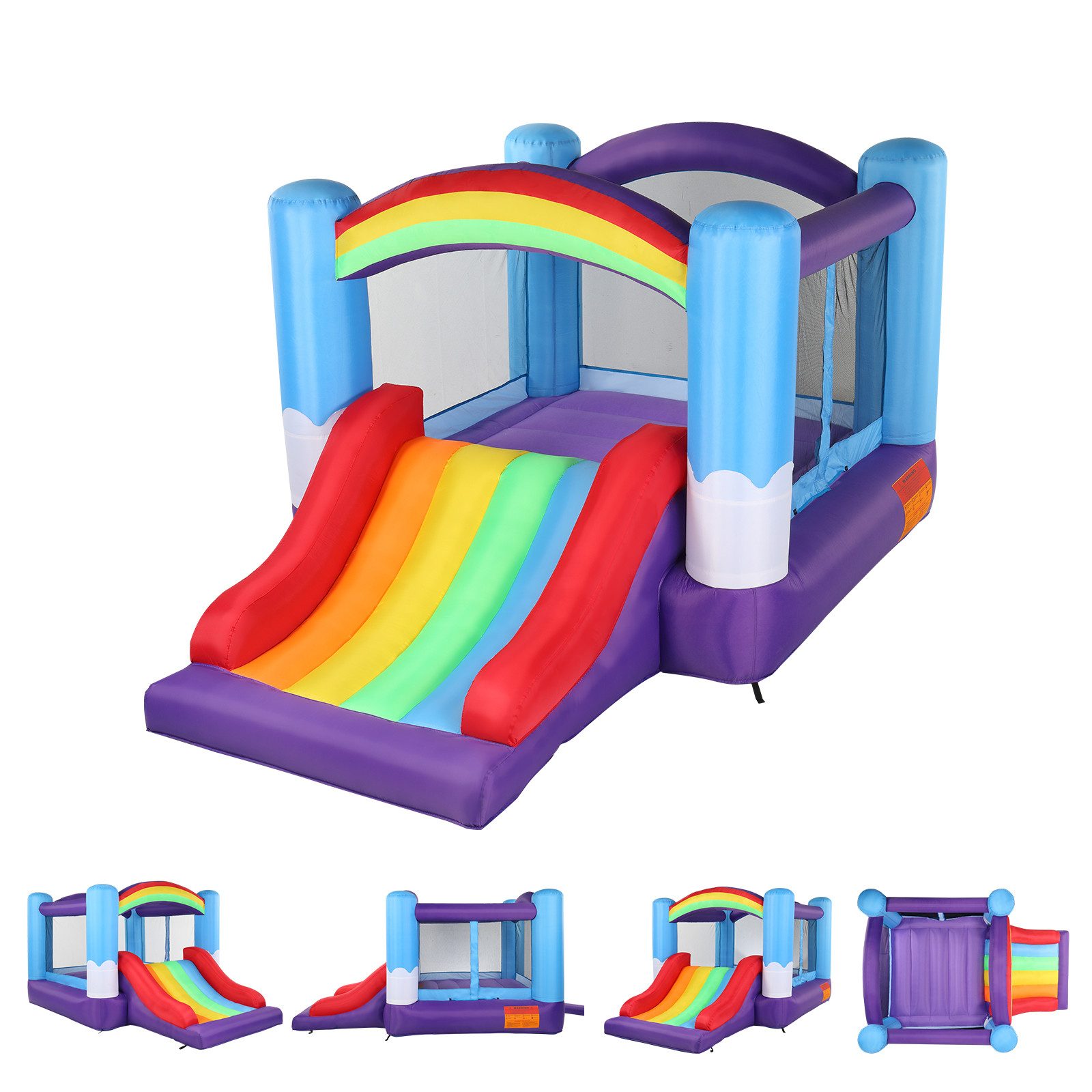 LALAHO Hüpfburg Hüpfschloss Spielburg mit Gebläse, Rutsche, Trampolin, Tragetasche, 360x240x189cm , für Kinder 3 bis 8 Jahre, für drinnen und draußen