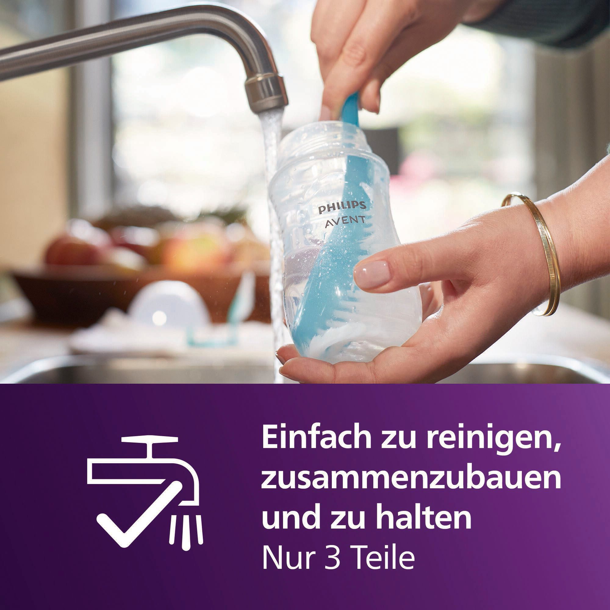 Philips AVENT Babyflasche Natural Response Babyflasche, 2er-Pack, langsame Durchflussrate