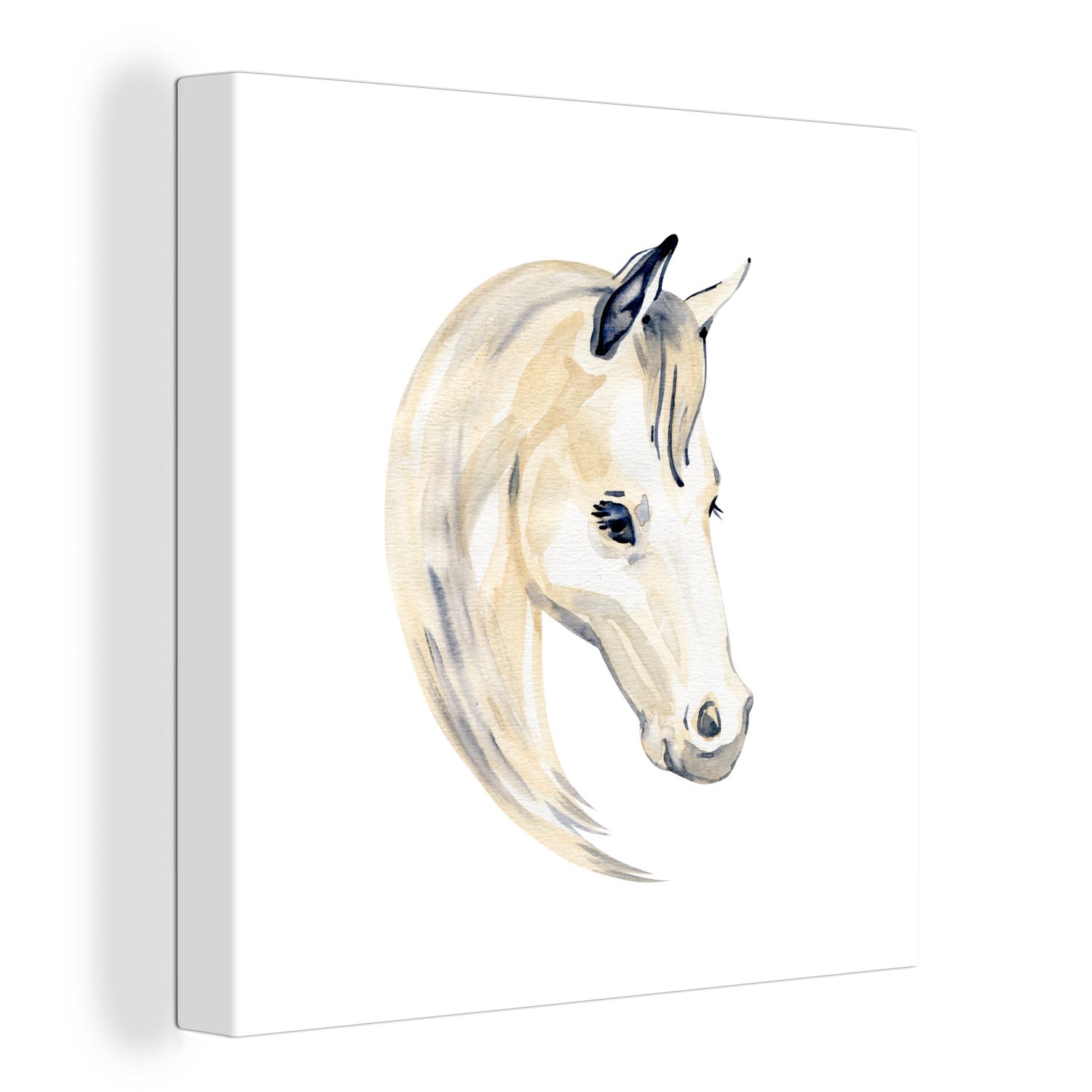 OneMillionCanvasses® Leinwandbild Pferd - Aquarell - Auge - Mädchen - Kinder - Mädchen, (1 St), Leinwand Bilder für Wohnzimmer Schlafzimmer