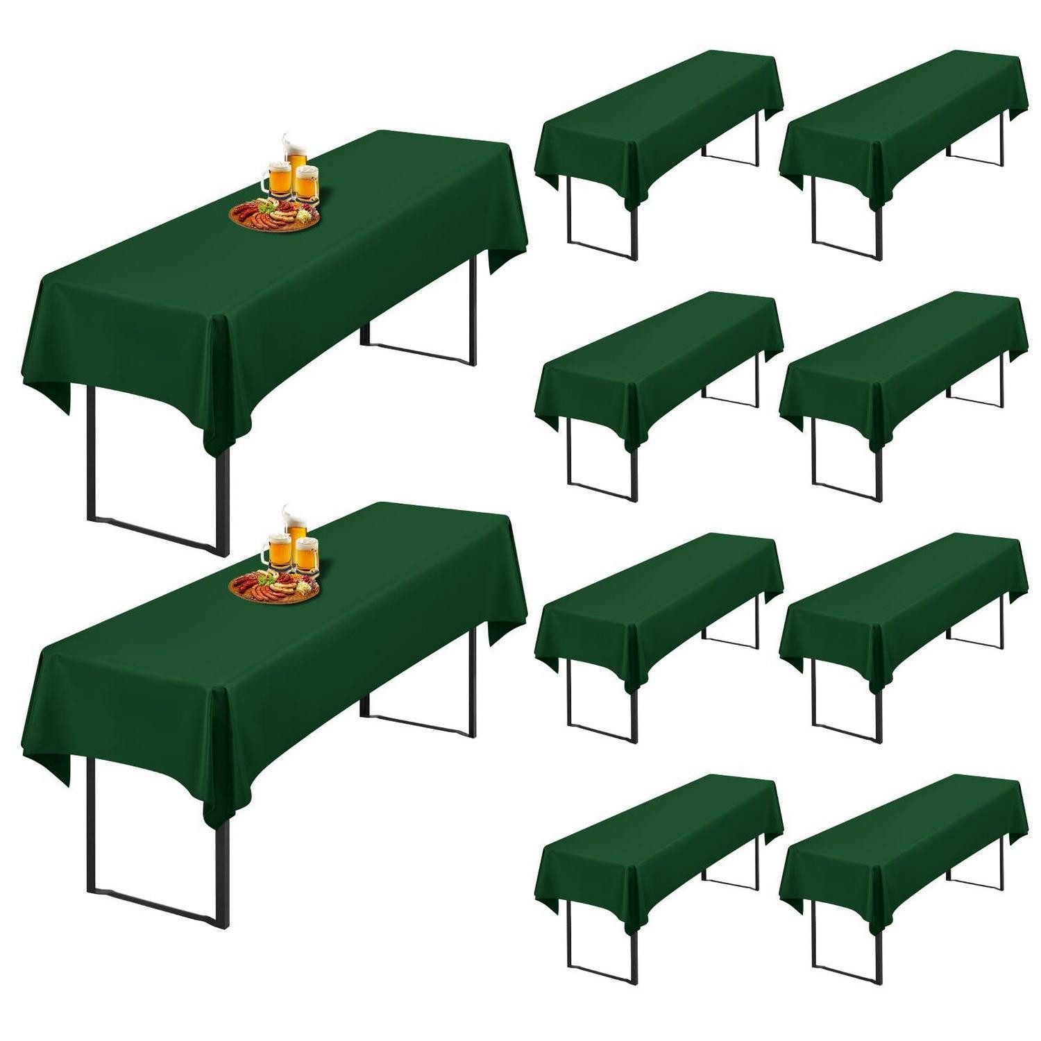 LuxusKollektion Tischdecke Biertischhusse 10er Set Dunkelgrün 250x100cm