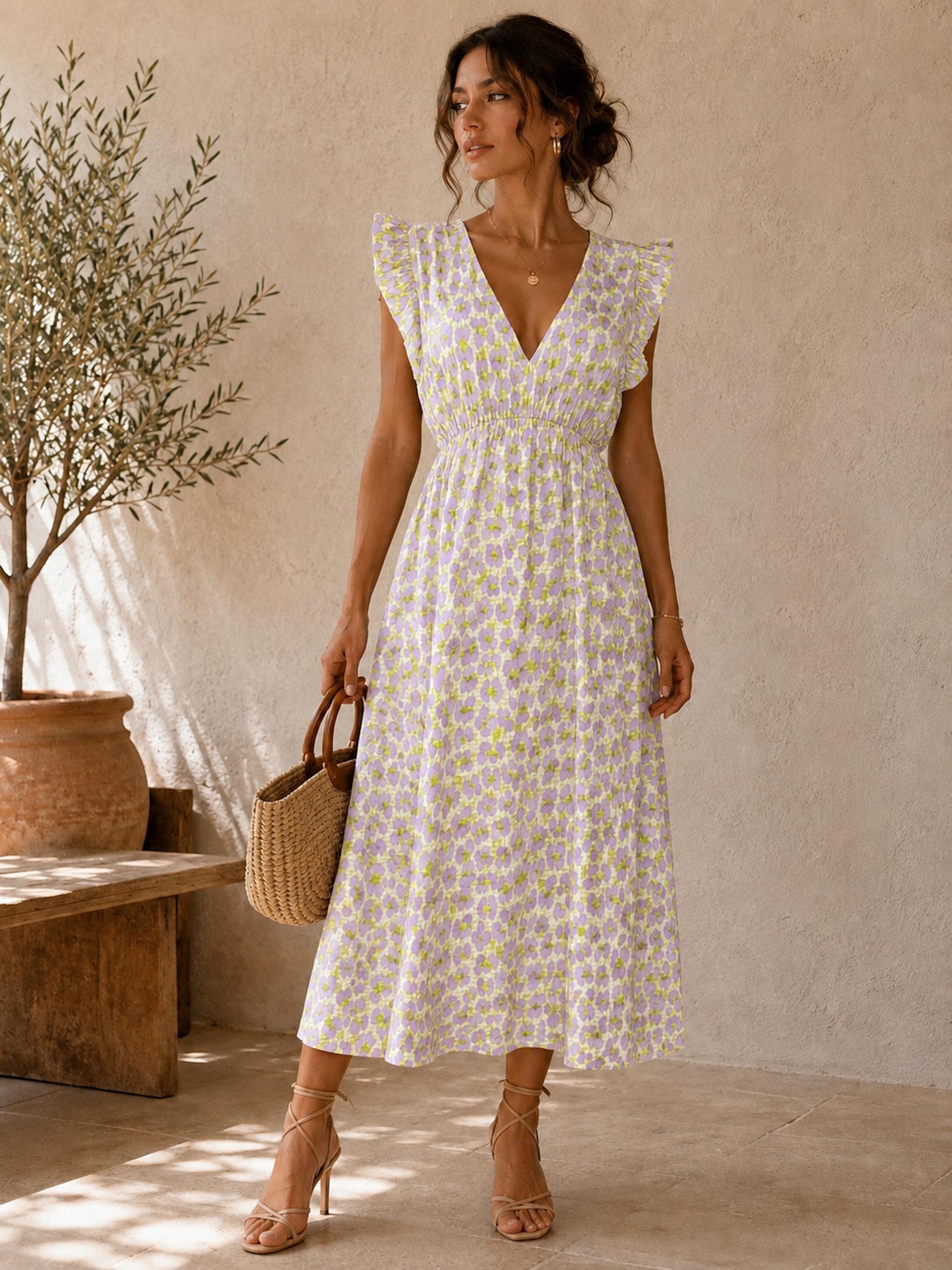 Worldclassca Sommerkleid Worldclassca Musselin Sommerkleid Leopard Animal Muster Lang Strand Neue Kollektion - Stilvolle und gemütliche Sommer Mode für Damen