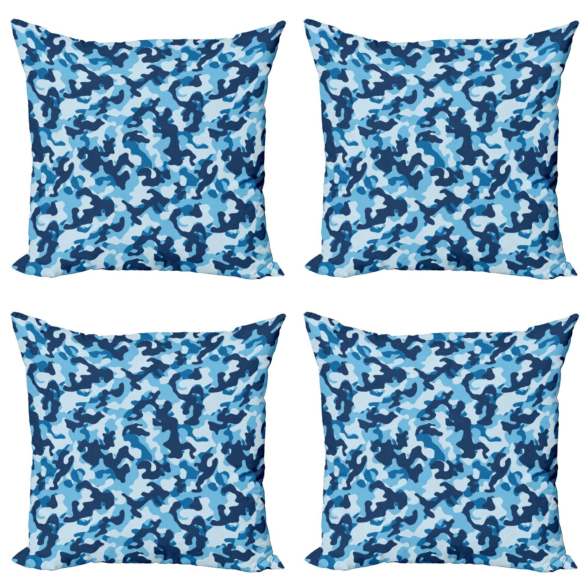 Stück), Entwurf Abakuhaus Blau Doppelseitiger tonte Tarnen (4 Modern Kissenbezüge Accent Digitaldruck,