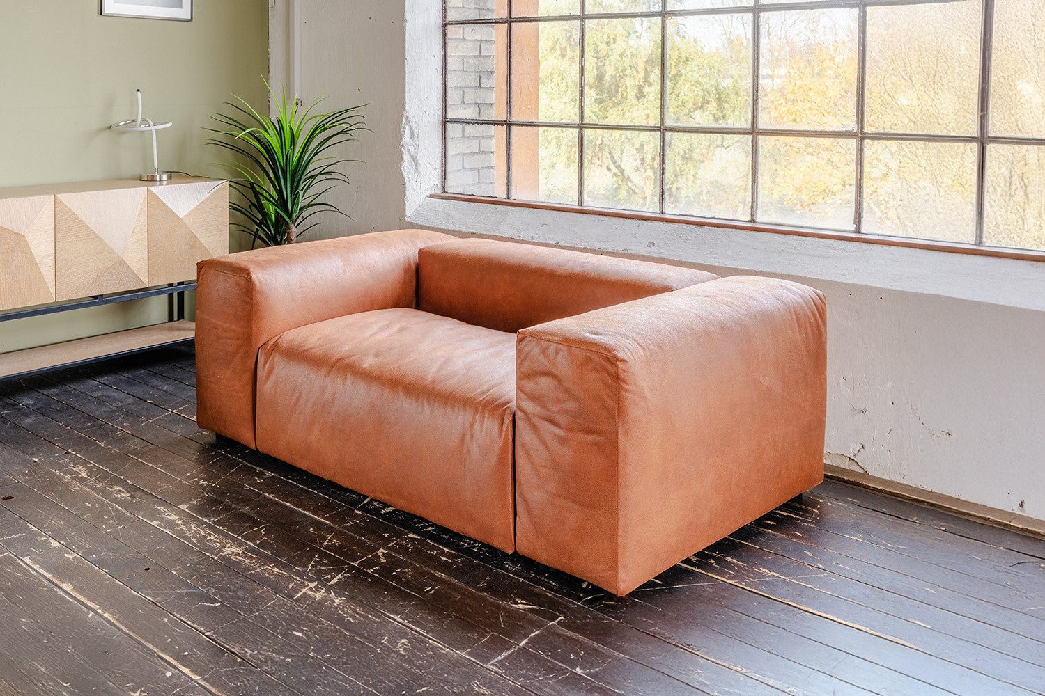 KAWOLA XXL-Sessel MIA Modularer Sessel Lederfaserstoff 4-tlg. – Loveseat – flexibel, Edle Lederoptik, pflegeleicht & individuell kombinierbar