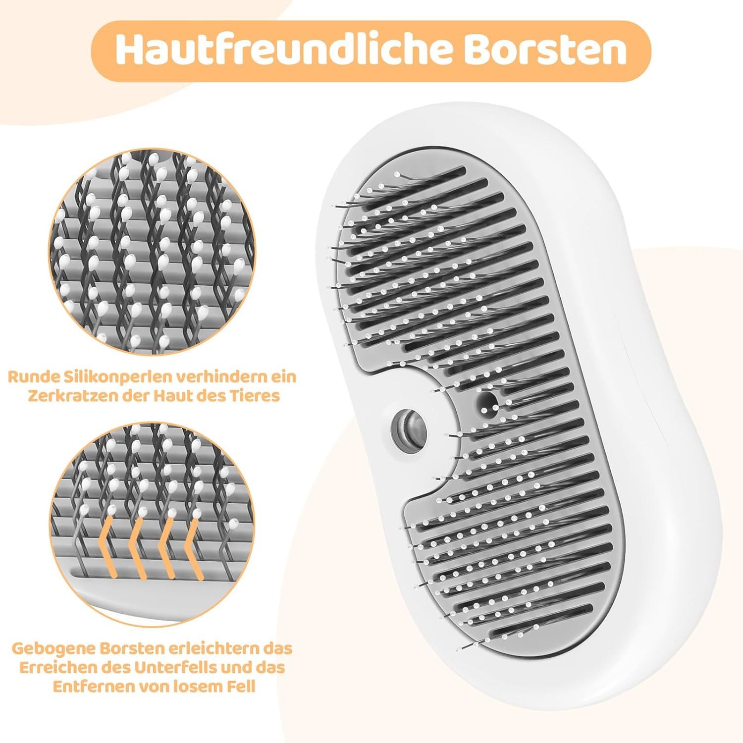 Forrlite Fellbürste Katzenbürste mit Dampf,Hundebürste, Sprühkamm für Katzen, Edelstahl